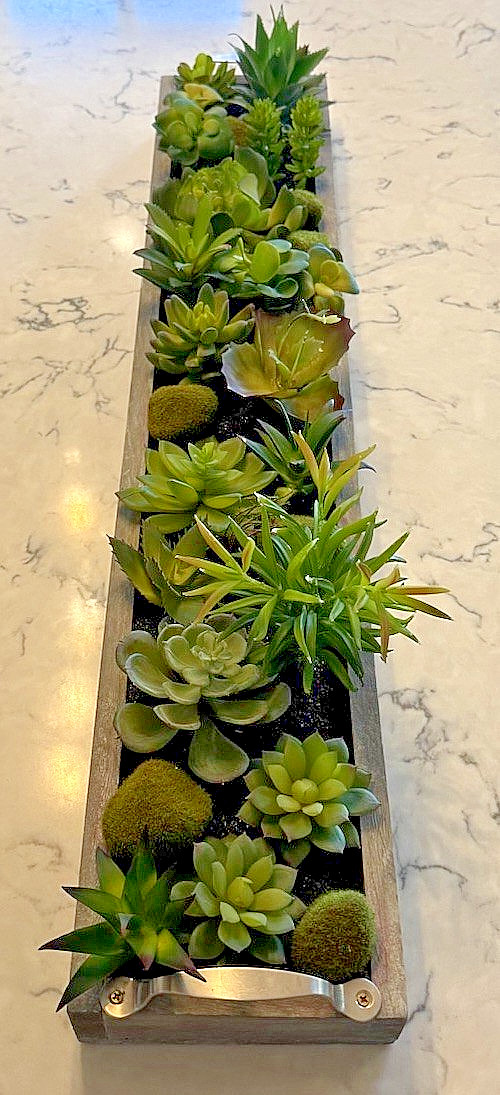 Rustic Faux Succulent Centerpiece Wood Planter Box Farmhouse Table Decor