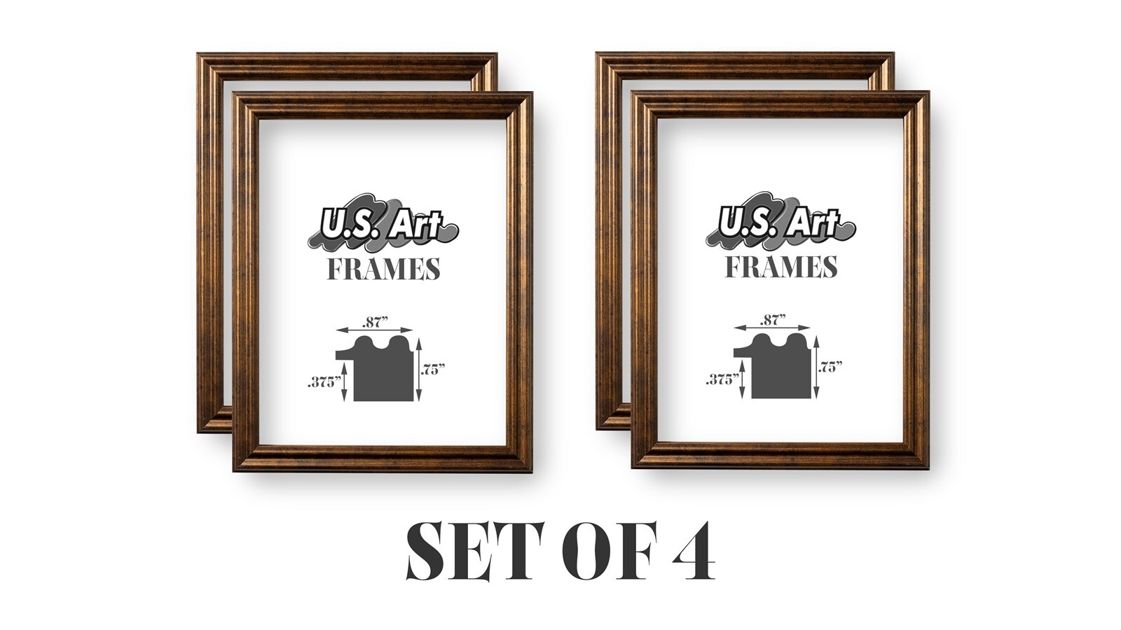 US ART Frames .75&Prime; Distressed Bronze Picture Frame 11&Prime; to 24&Prime; – Set of four