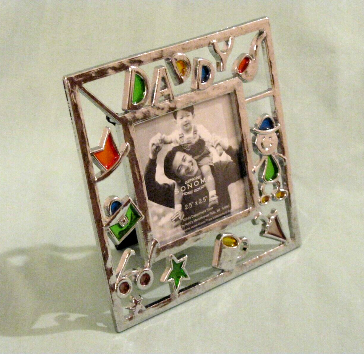 VTG Sonoma DADDY Picture Frame fits 2 1/2&Prime; x 2 1/2&Prime; Free Standing Fathers Day FS