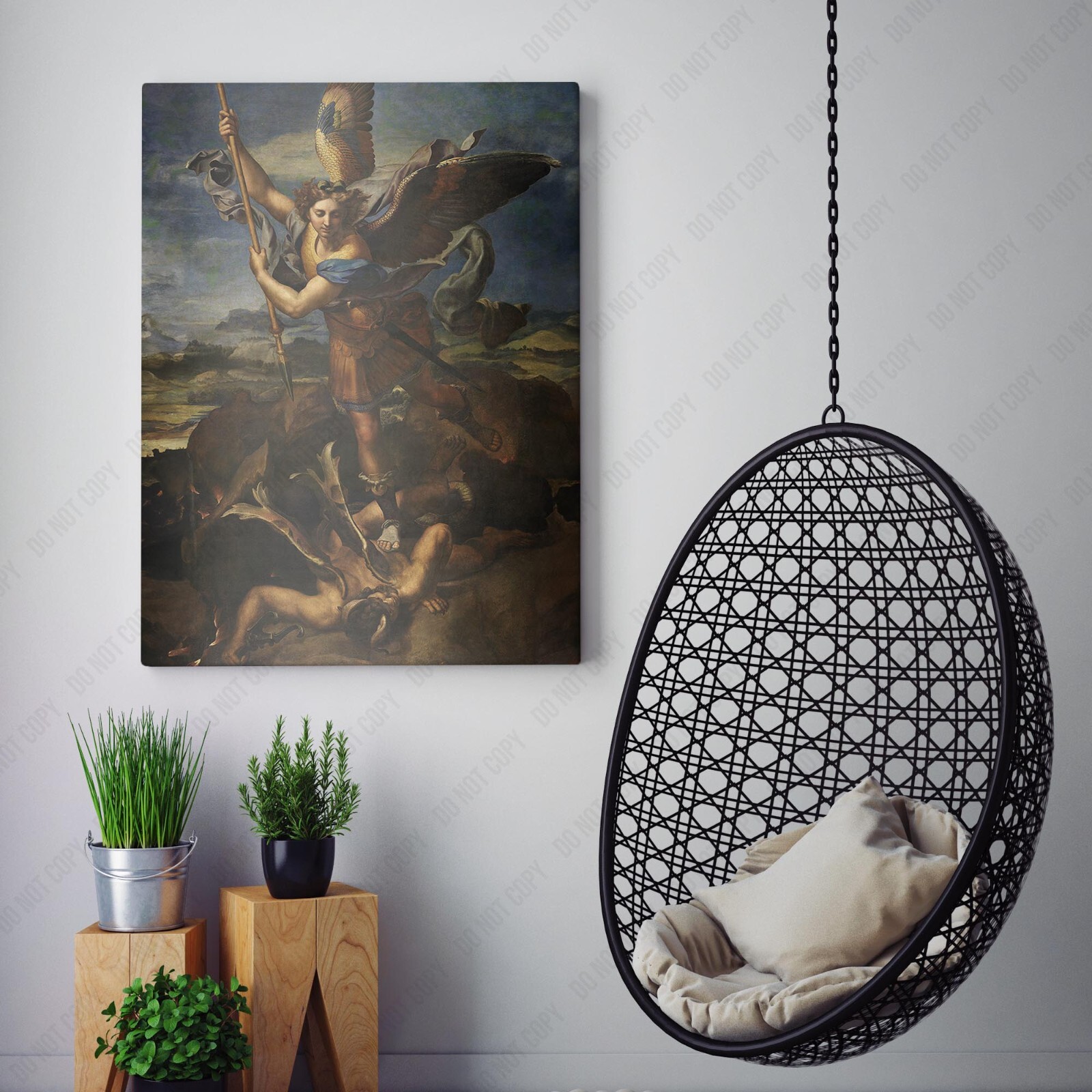 Saint Michael Vanquishing Satan by Raphael Christian Jesus Canvas Wall Art Print
