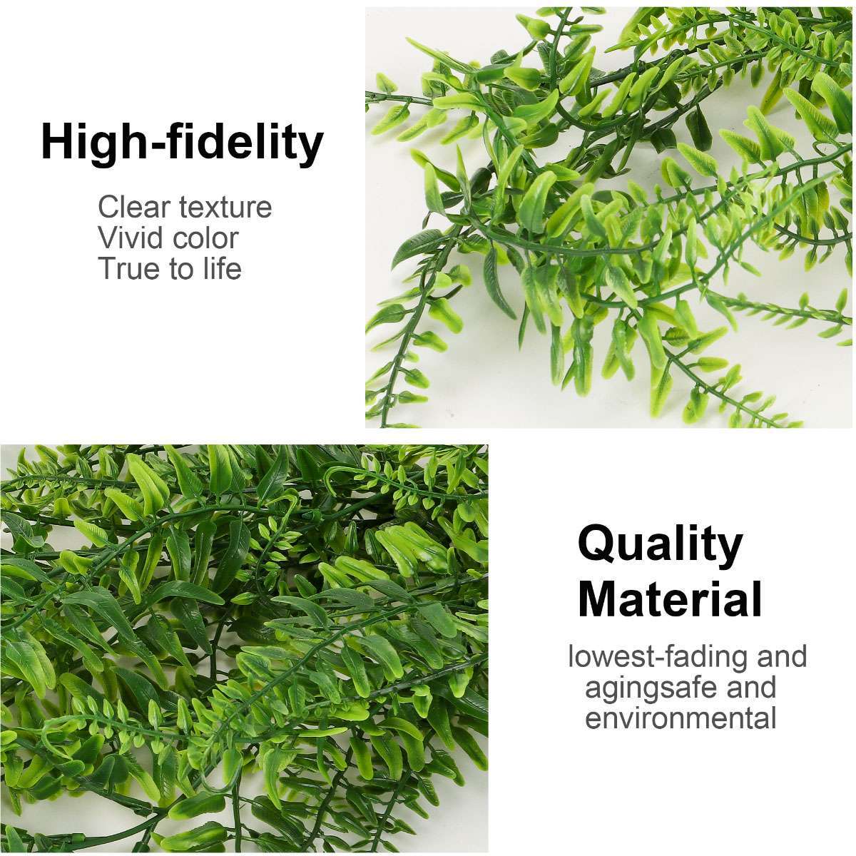 1/2/3Pcs Ferns Artificial Rattan Plastic Fake Hanging Plant Vine Outdoor Decor