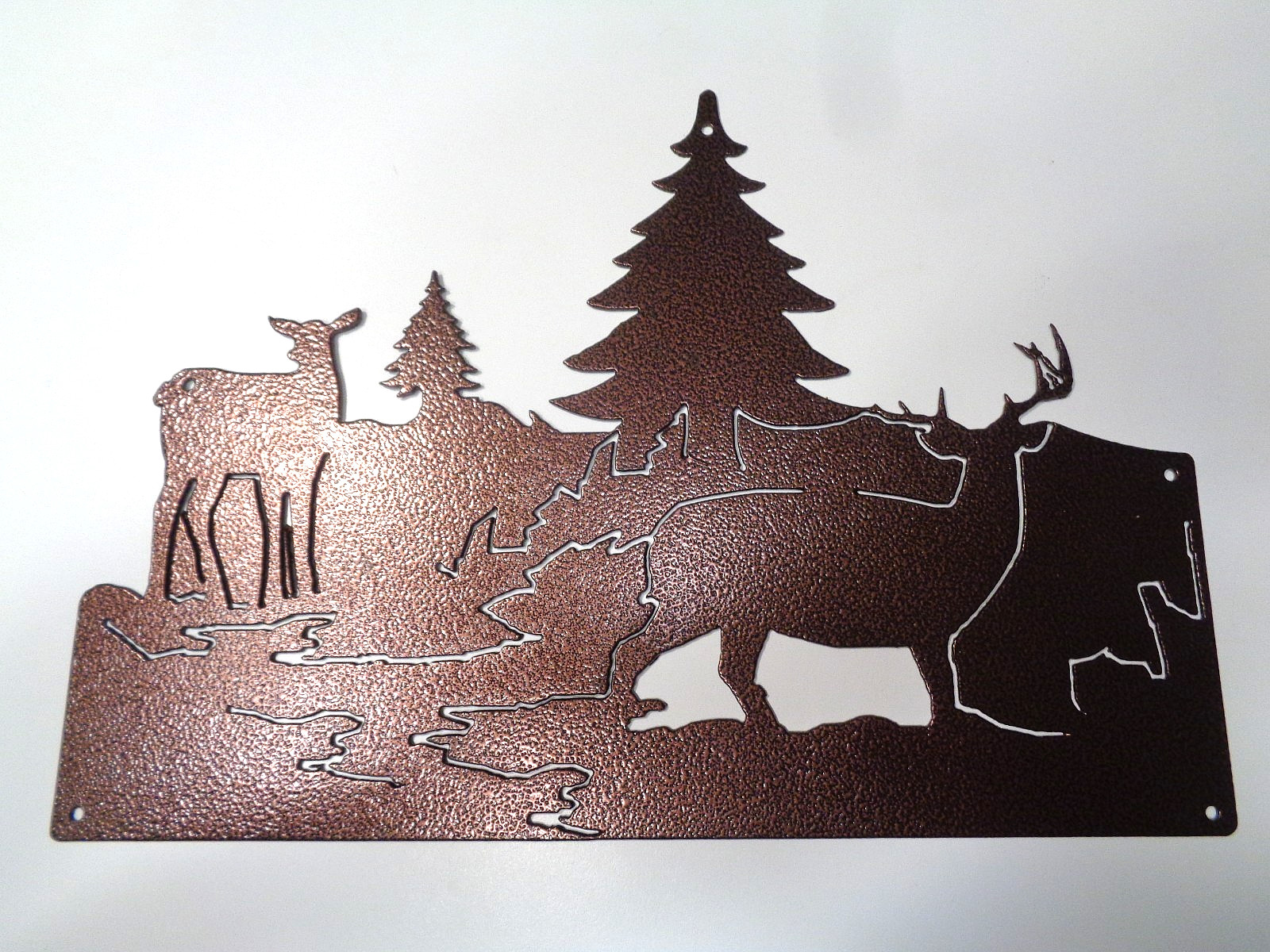 METAL DEER IN WOODS SILHOUETTE WALL HANGING