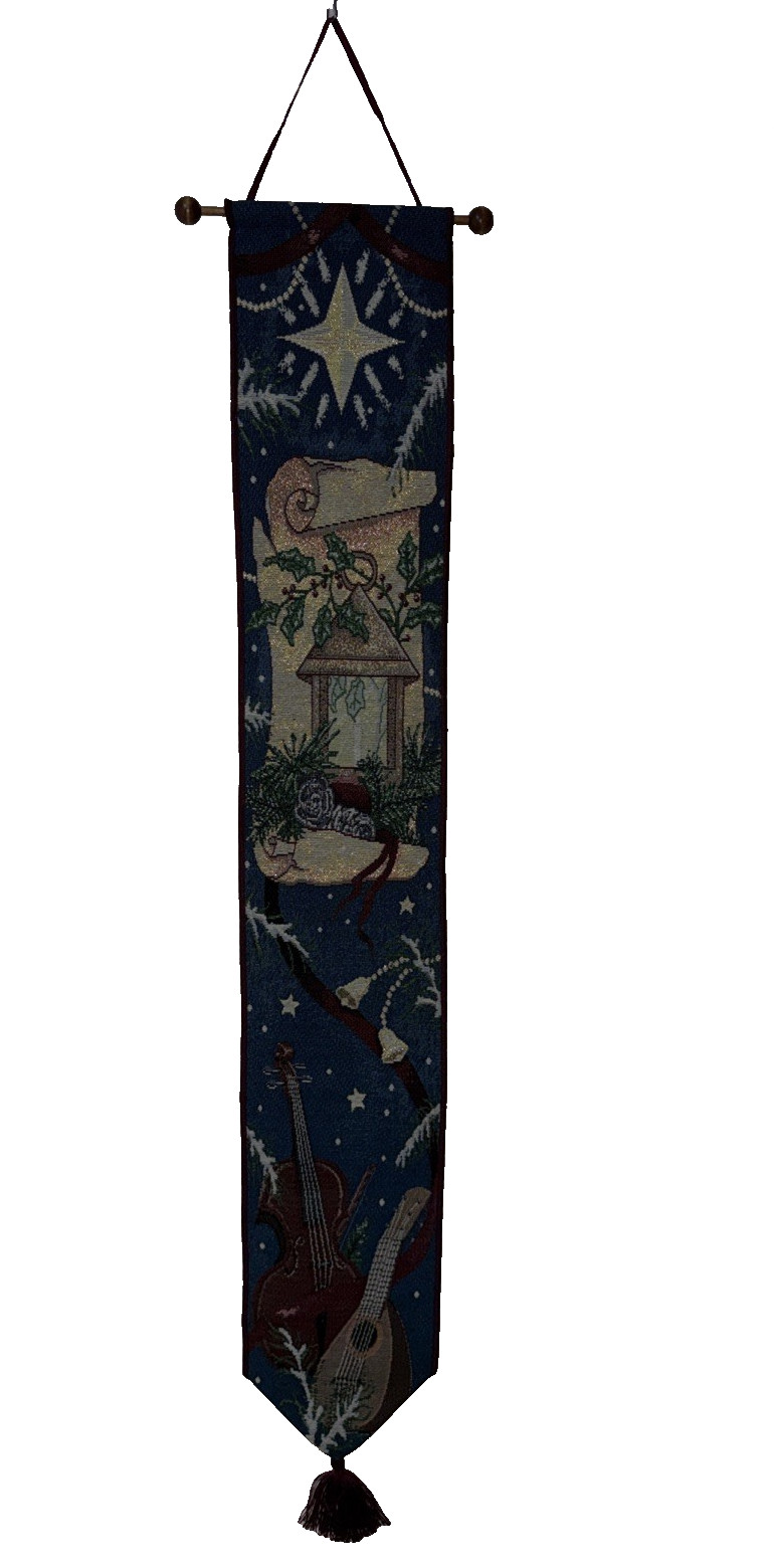 Christmas Holiday Tapestry Bell Pull Wall Hanging Star Lantern