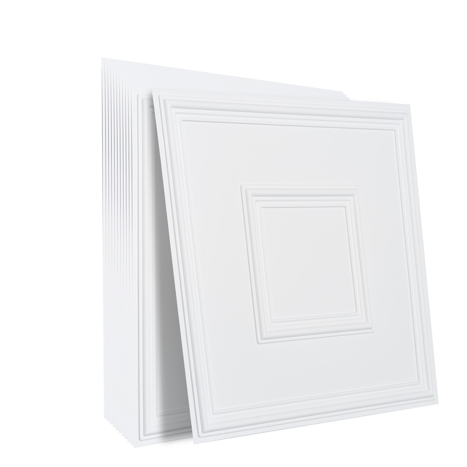 VEVOR Ceiling Tiles Panel 12 Pack 24 x 24in 48 sq.ft PVC Glue up DIY Decor White