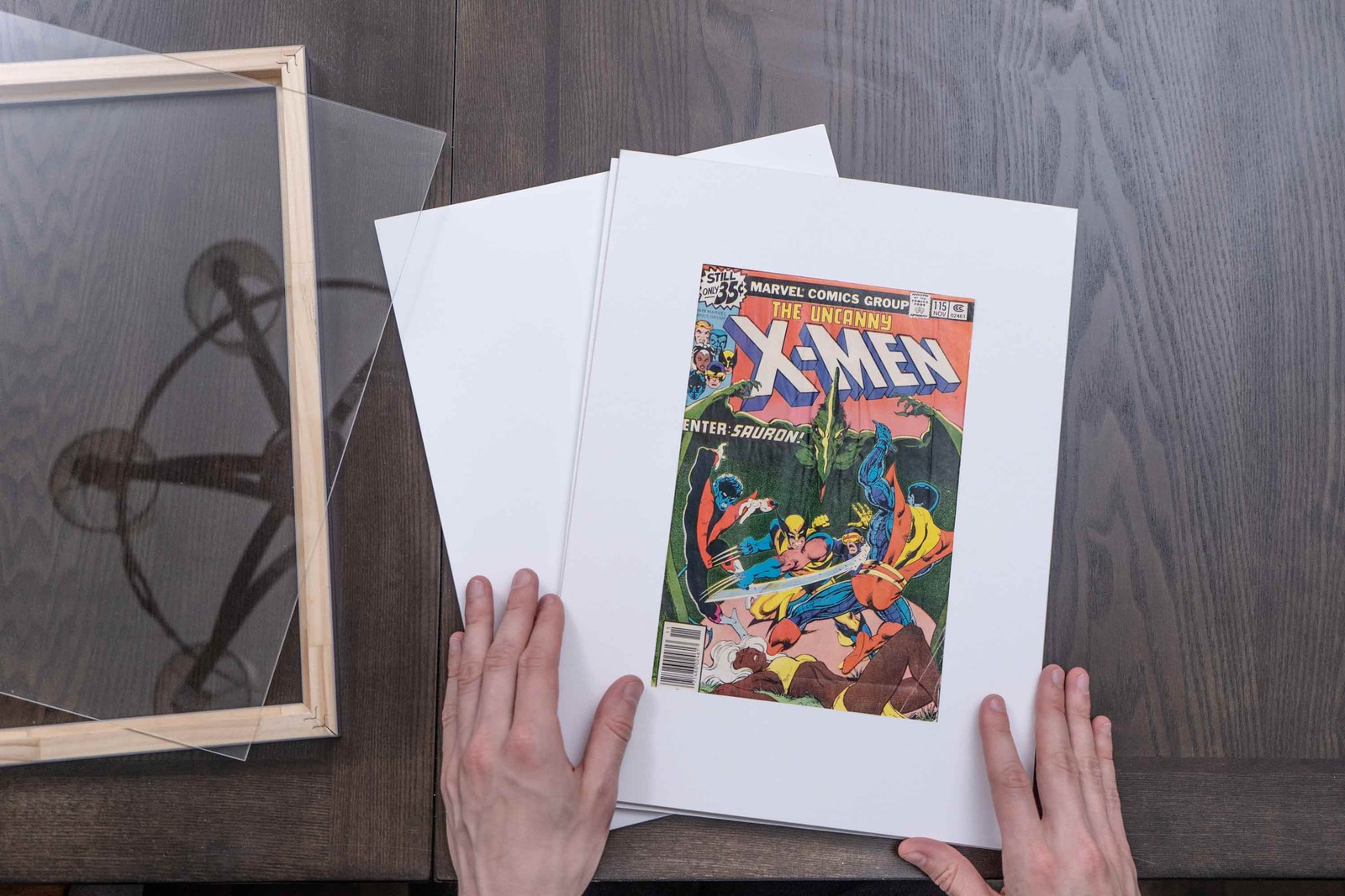 Black Comic Book Frame With Black Mat For 2 Current Era Comic Books