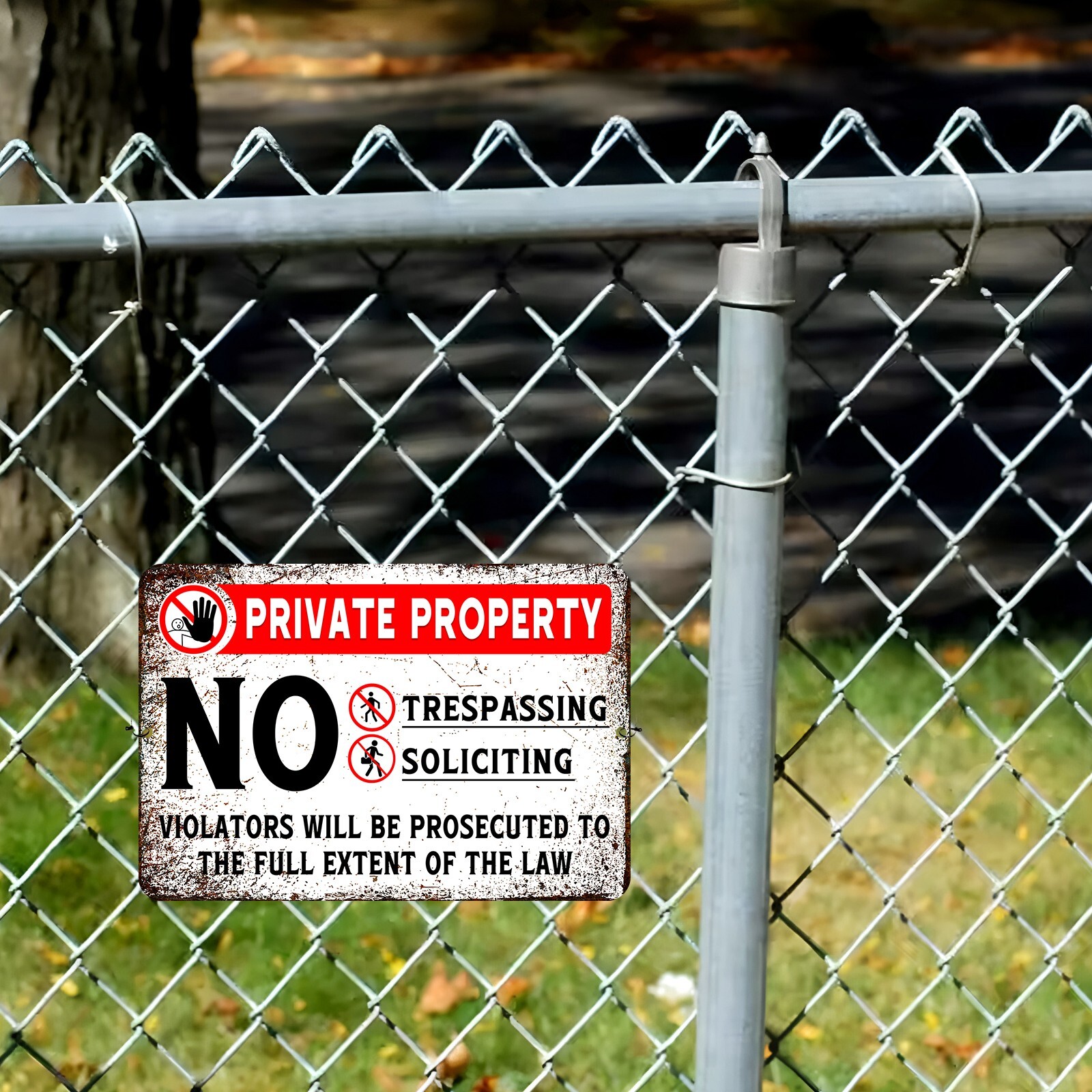 2Pack Private Property No Trespassing Soliciting Sign Rust Free Metal Sign 8×12&Prime;