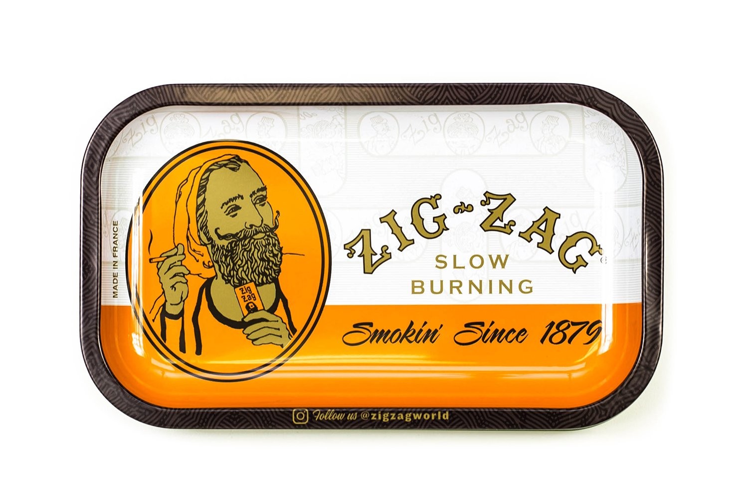 Metal Rolling Paper Tray Small 10.75&Prime; x 6.5&Prime; Classic Orange Elegant Design