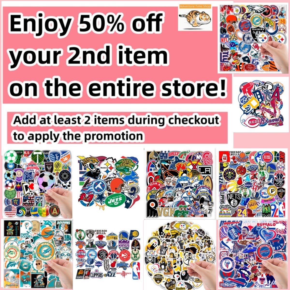 50 Pcs Stickers NFL MLB NBA Soccer Teams LOGO Sports  » Buy One get 2nd 50% Off « 