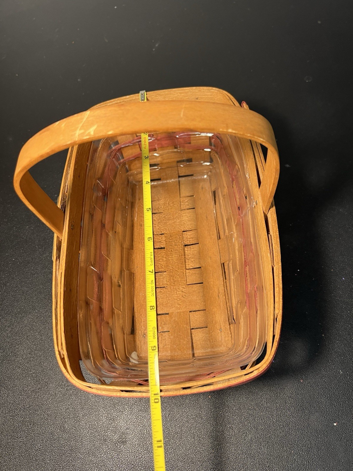 Longaberger 1990 Christmas Gingerbread Basket Signed Plastic Liner, 10×6.5”