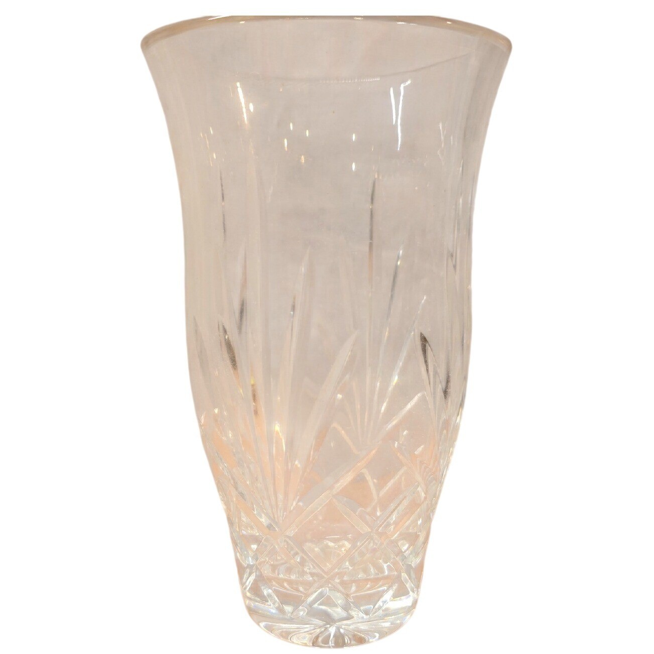 Heavy Decorative Clear Crystal Cut Glass Flared Vase 7&Prime; x 4&Prime;