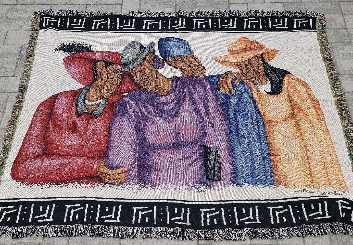 Vintage The Rug Barn Felicia Greenlee Washonaji Tapestry Throw Blanket Woven 69&Prime;