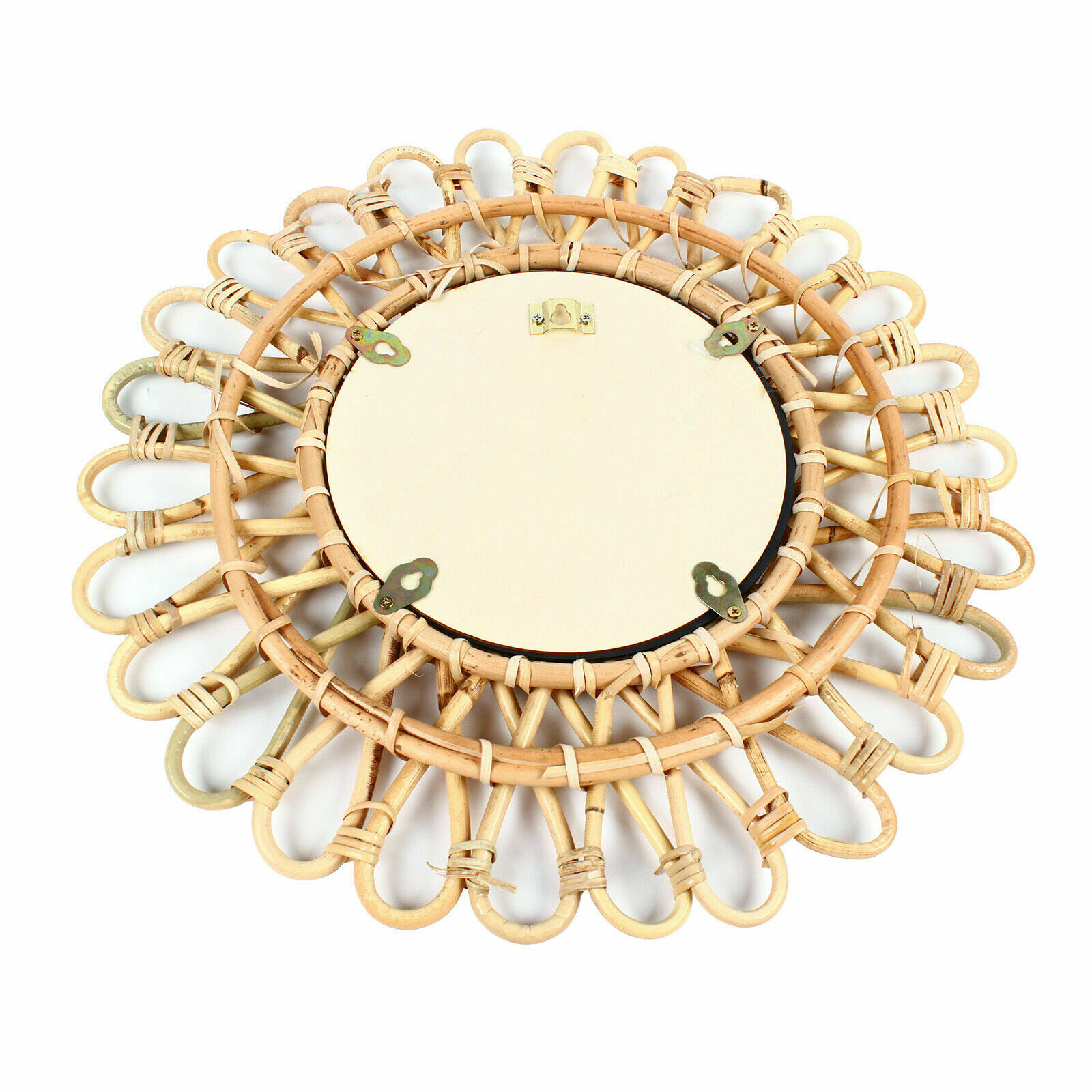 Vintage Handwoven Round Natural Rattan Wall Hanging Mirror For Home Decor