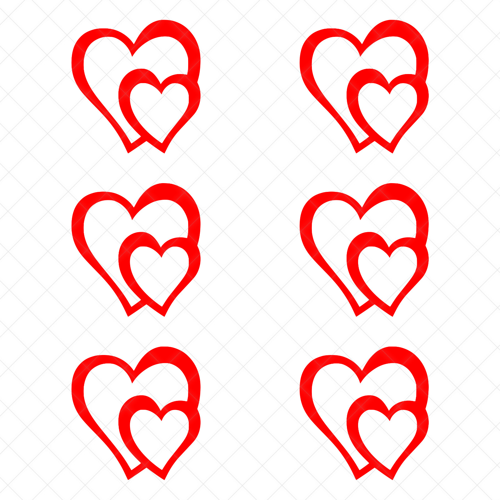 Double Heart Sticker Set (6) | Love Decals for Cars Laptops | Valentine&rsquo;s Day