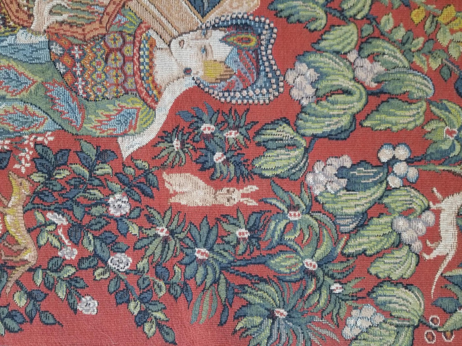 Vintage France Medieval Le Roman de la Rose Jacquard Woven Tapestry 48x36in