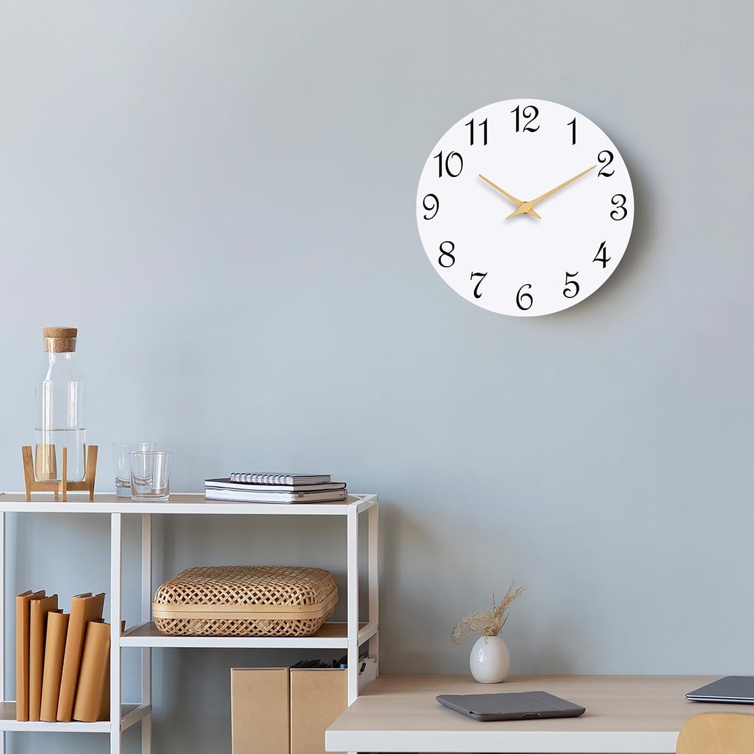 8-Inch Round Silent Clock – Modern Design for Living, Kitchen & Office Spaces