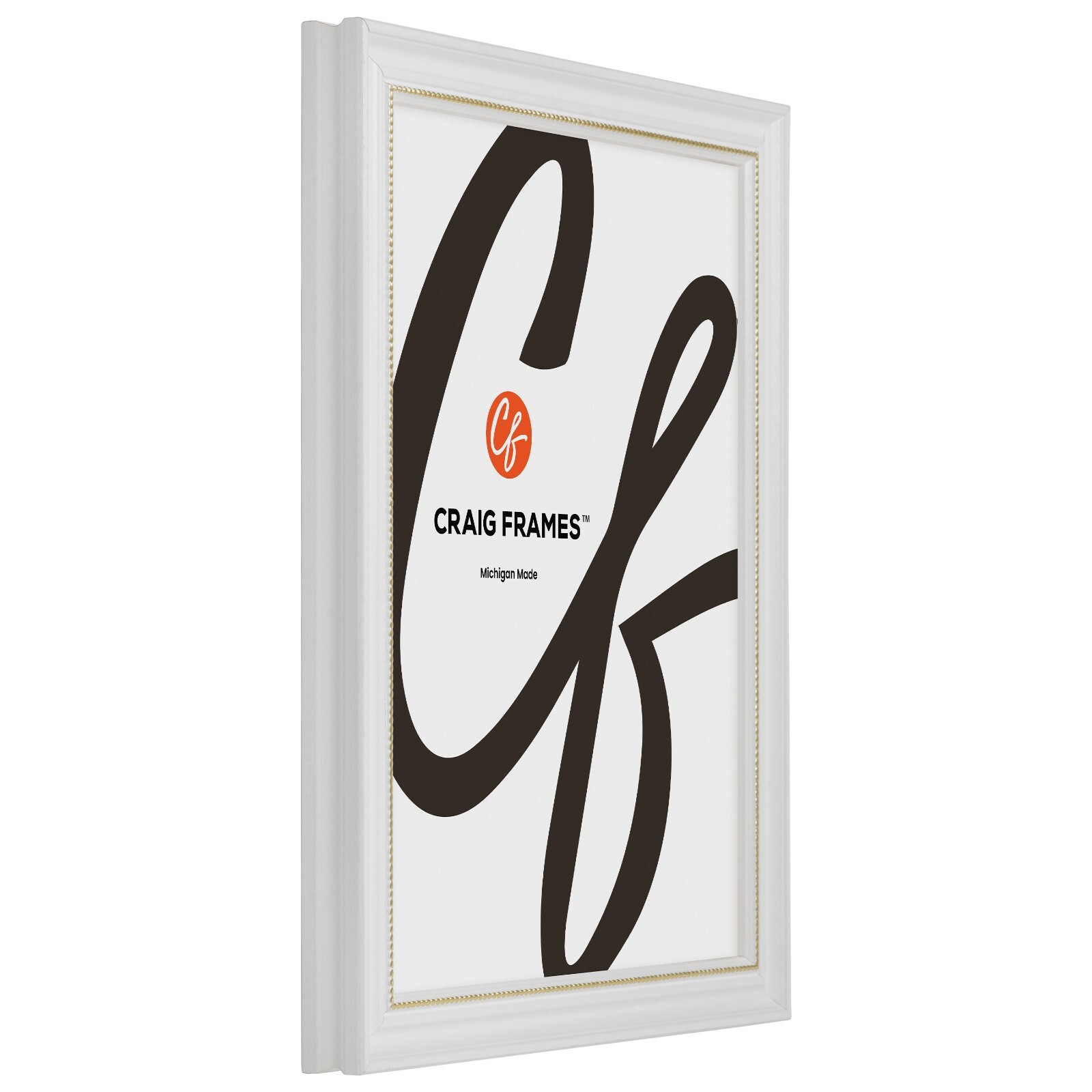 Craig Frames Stratton, 0.75 Inch Wide White and Gold Picture Frame
