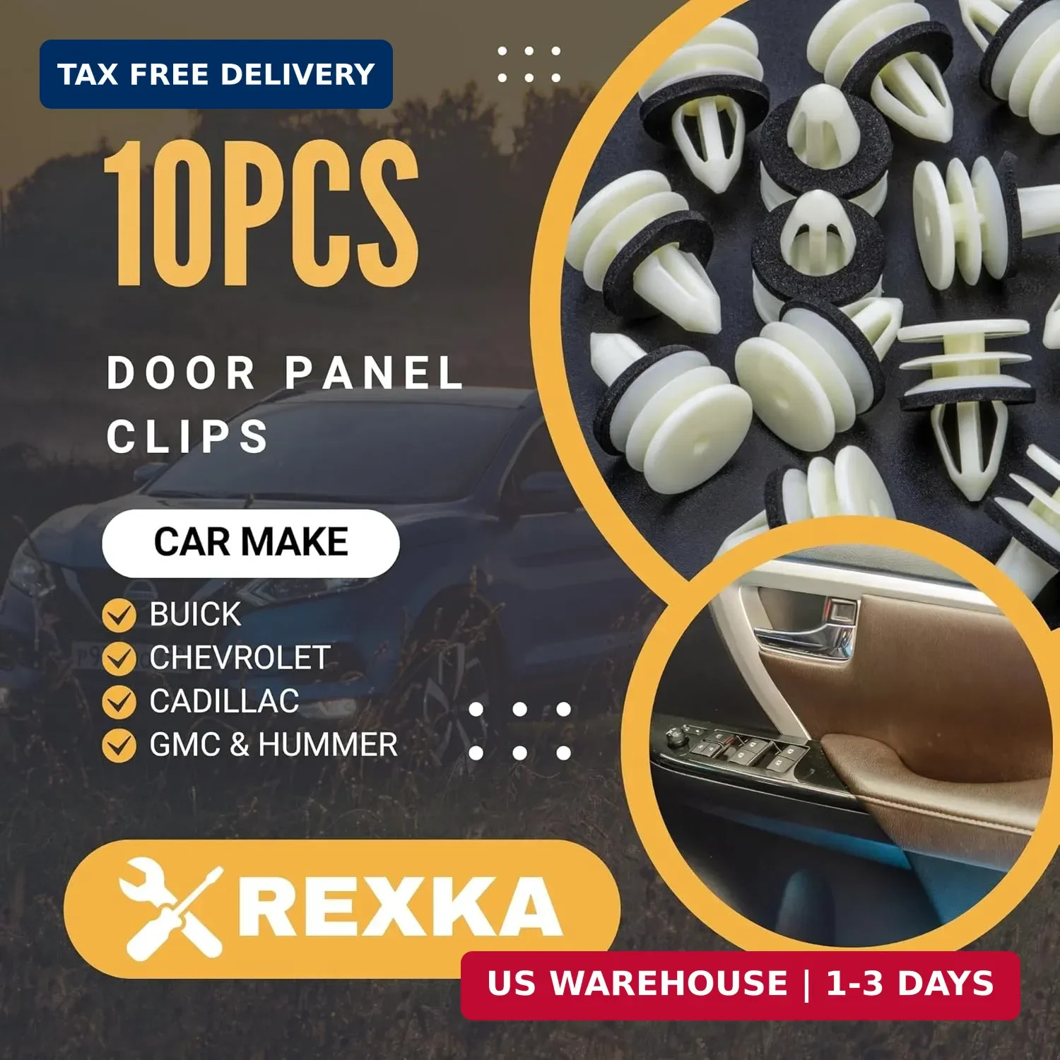 Rexka 10pcs Door Trim Panel Retainer Clip 11519031 Compatible with GM Chevrolet