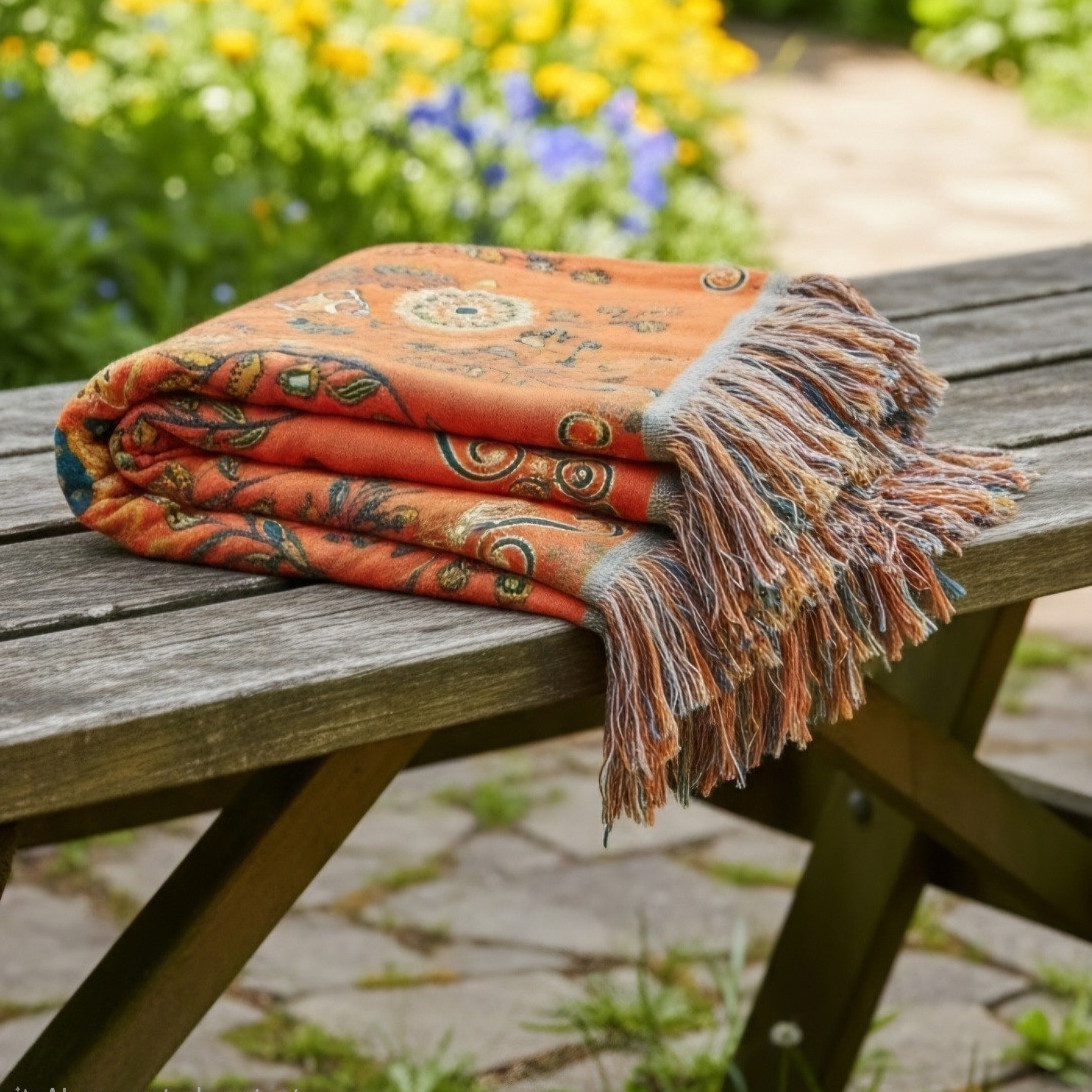 Boho Throw Blanket 100% Cotton LuxuryQuilt Floral Printed. Reversible Throw