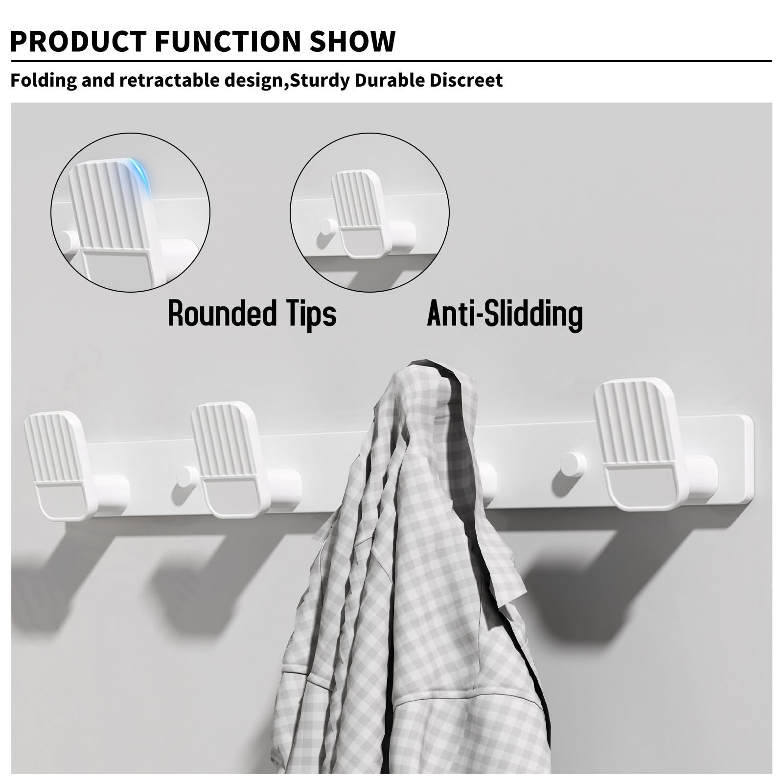 Coat Rack Wall Mount Coat Hooks – White Hook Rack with 4 Hooks Aluminum Wall …