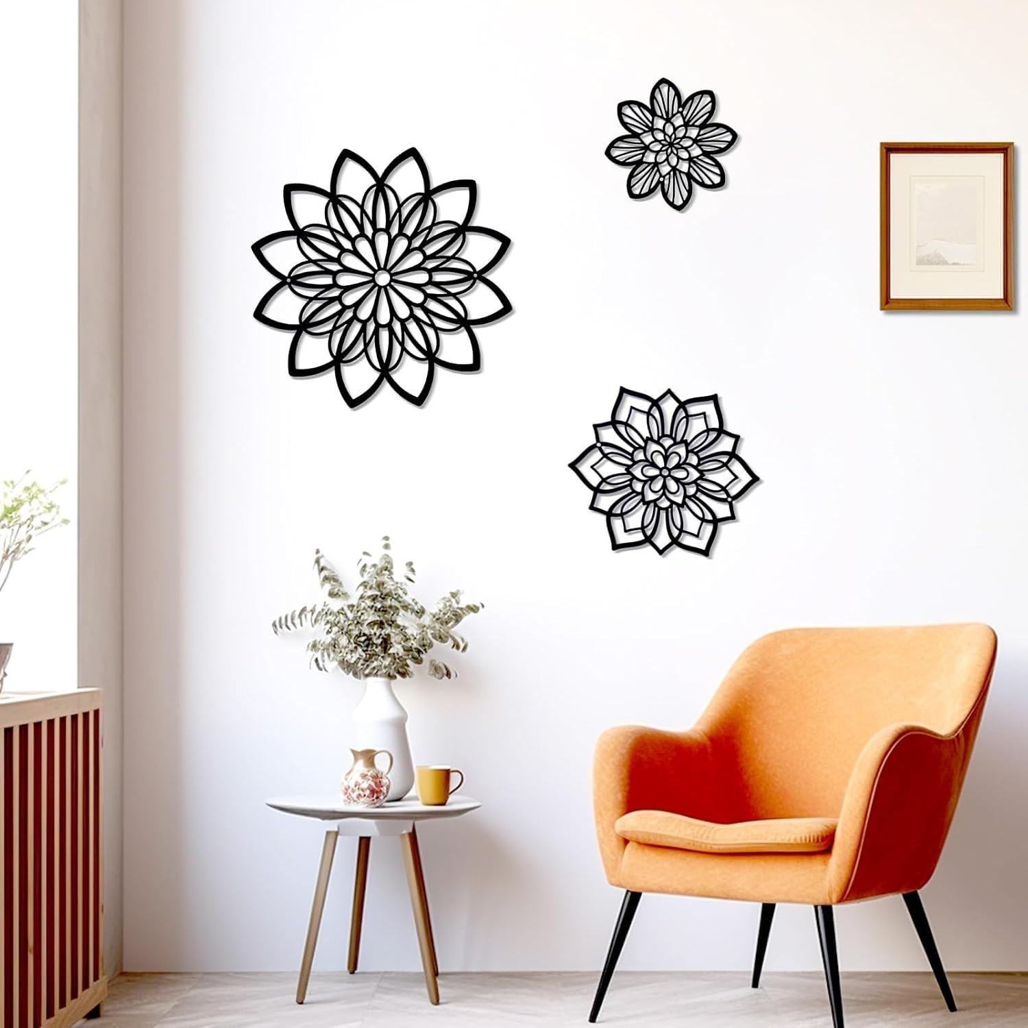 Farmhouse Style Black Metal Floral Wall Decor – 3 Unique Pieces for Any Room