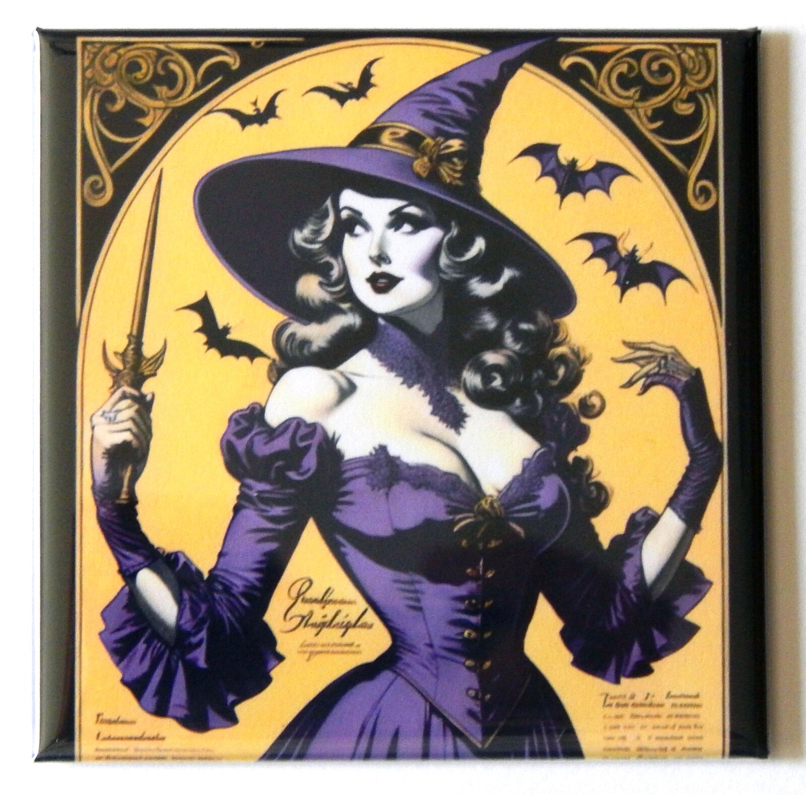 Halloween Purple Witch Woman FRIDGE MAGNET « style B »