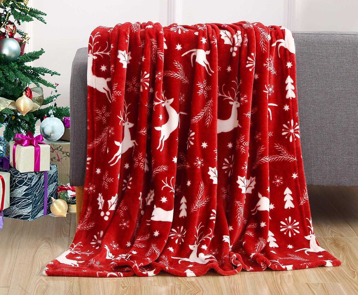 Velvet Super Soft Christmas Prints Fleece Blanket Fuzzy Warm & Cozy,50 x 60 Inch