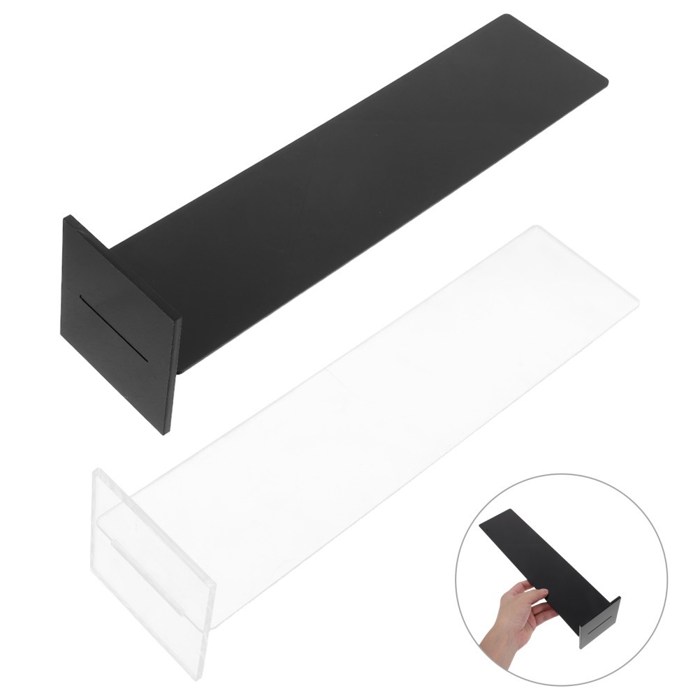 2pcs Desktop Note Memo Board, Clear & Black Acrylic Base Sign Holder for
