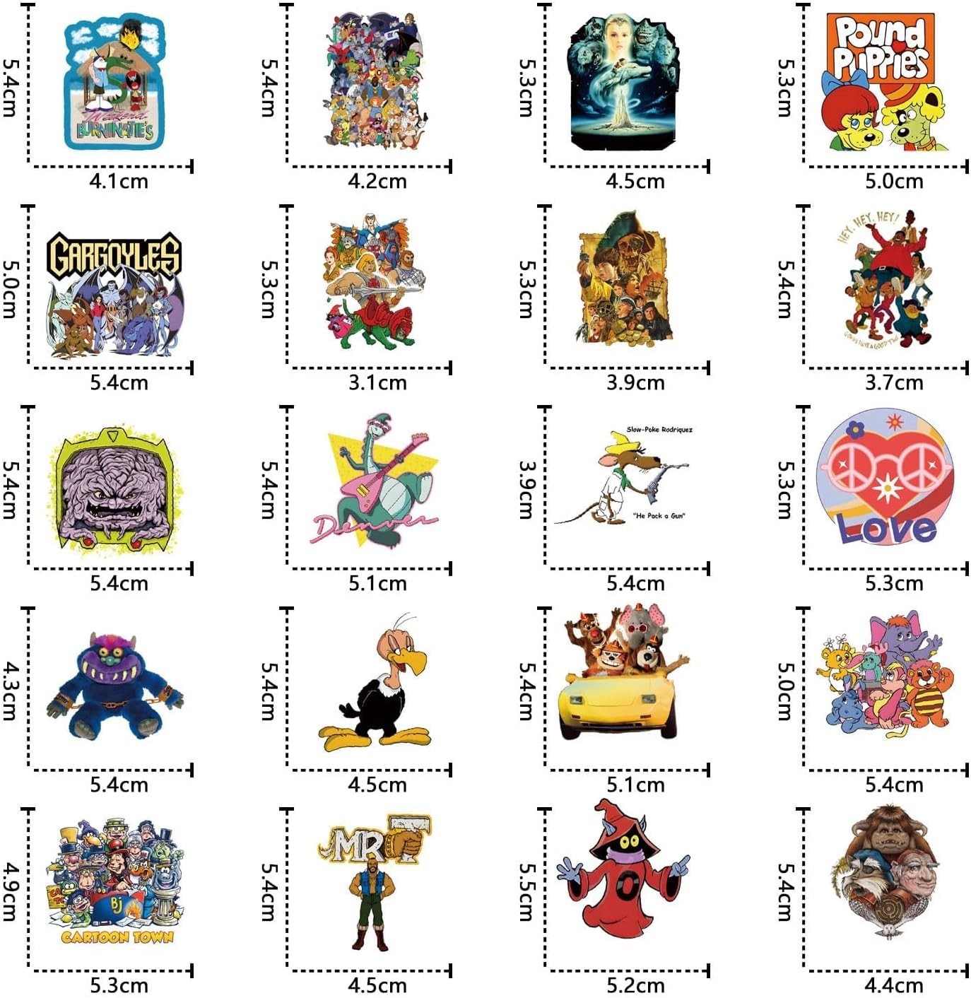 80s Cartoon Stickers Pack – 63 Vinyl Decals for Kids and Teens&rsquo; Decor