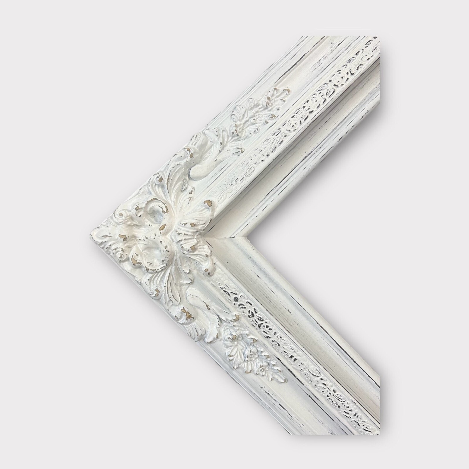 8 X 10 In Stock-Traditional compo XL ornate corners wood frame, PURE WHITE
