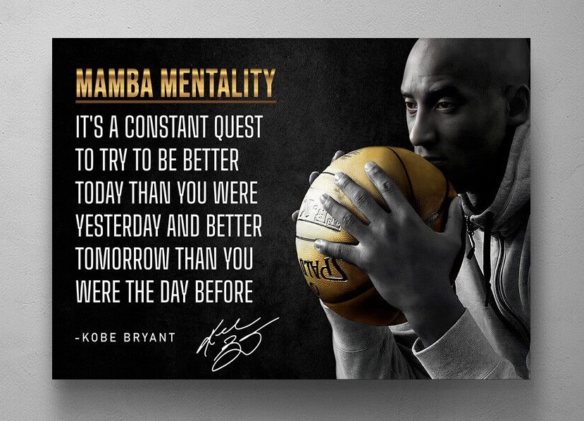 Kobe Bryant Mamba Mentality Motivational Quote Canvas Wall Art Large Poster Gift