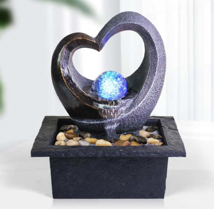 Fuente de agua zen con luz LED, decoración relajante para hogar y oficina