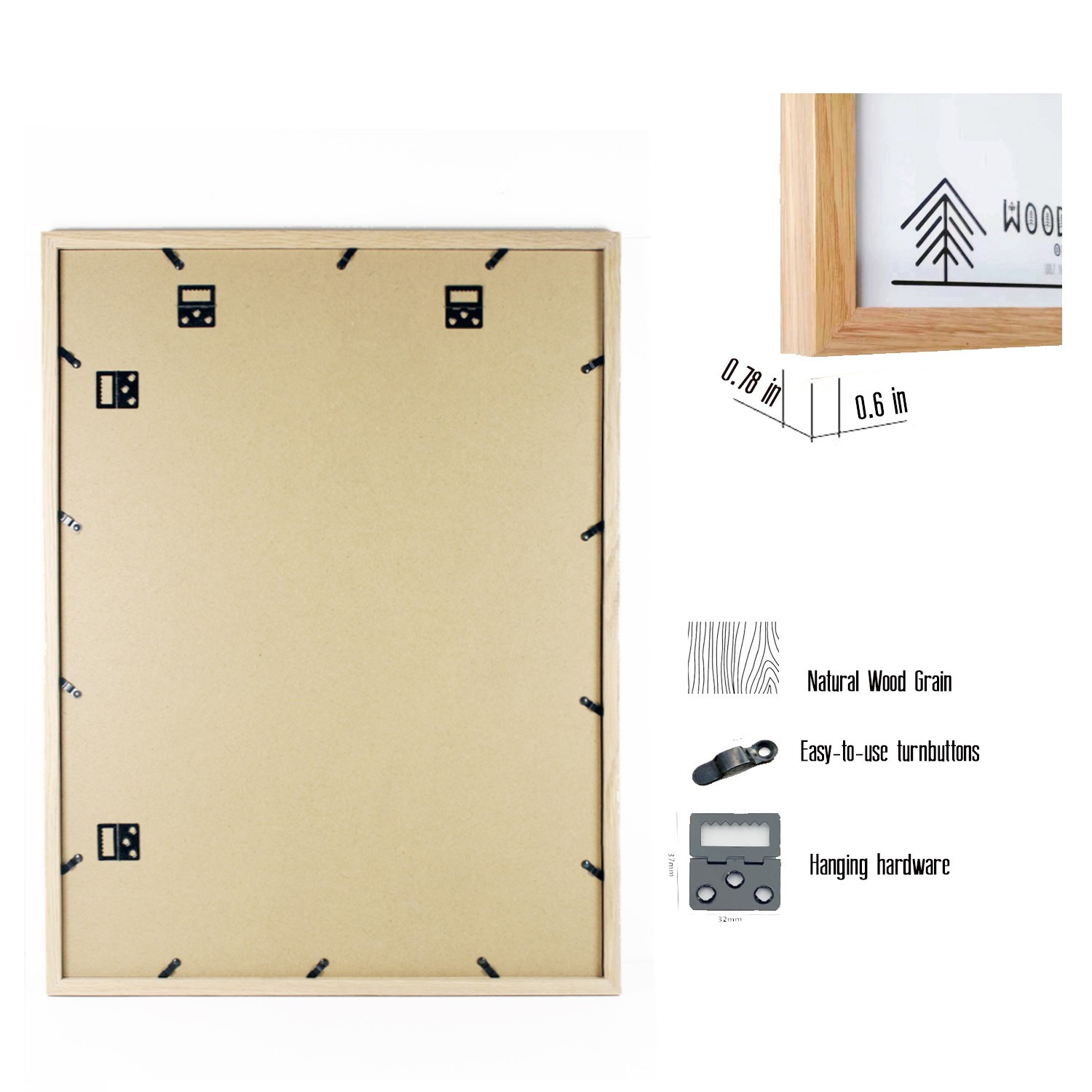 Oak Wood Picture Frames – Natural Solid Wood Glass Photo Frames Wall Tabletop