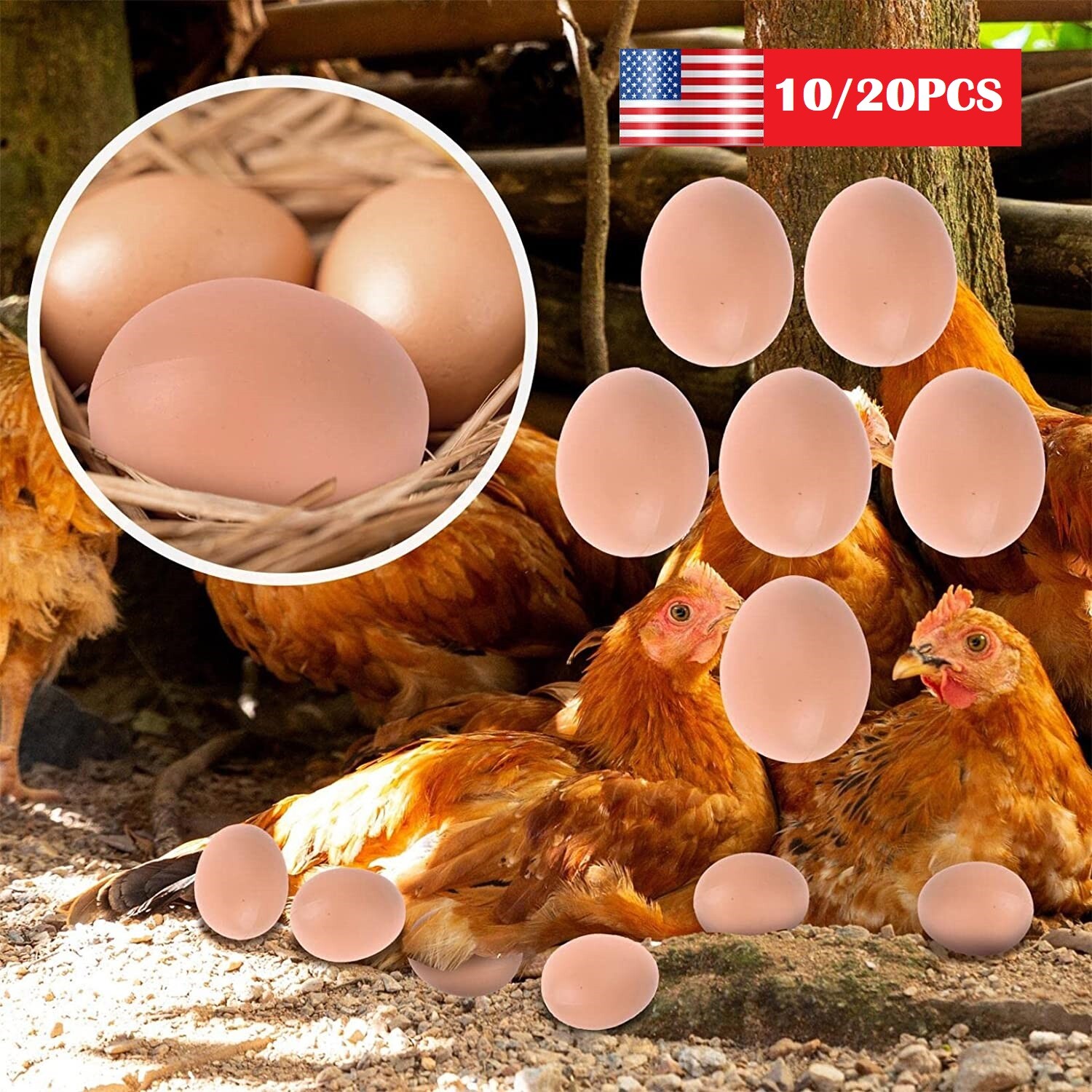 30× Liftlike Chicken Egg Plastic Fake Eggs 2&Prime; Fake Dummy Egg Hen Joke Prank US