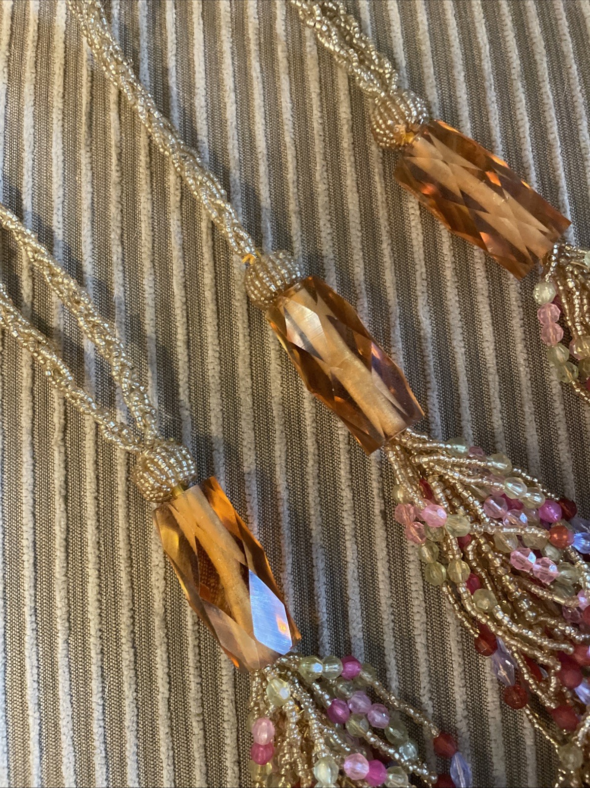Vintage Multi Color Beaded Tassel Decorative Large Long (17&Prime; with loop) (3)
