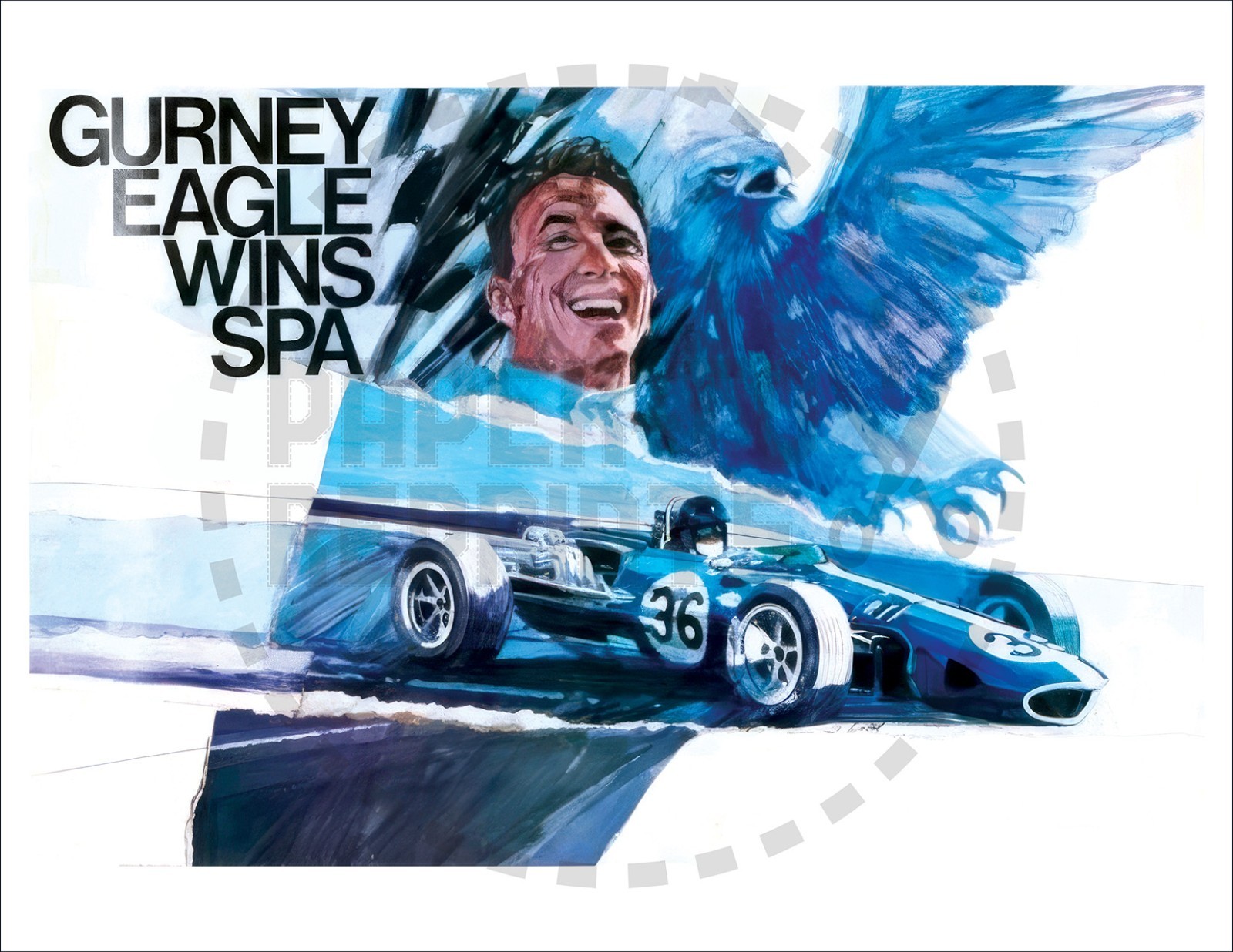 DAN GURNEY – EAGLE WINS SPA – RACING POSTER – AUTOMOTIVE – VINTAGE REPLICA