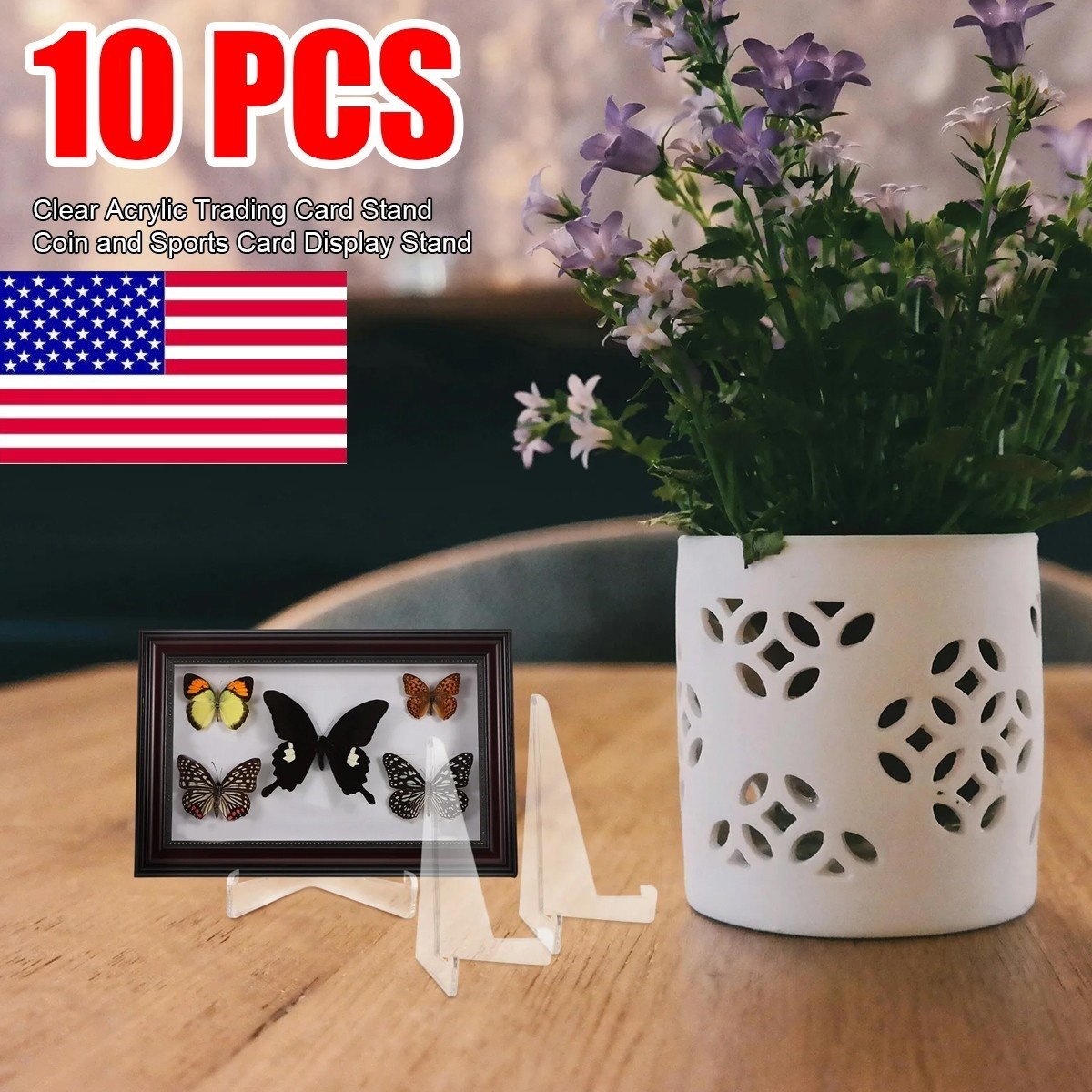10 PCS Triangular Clear PS Display Stand Space-Saving Holder for Cards Coins US