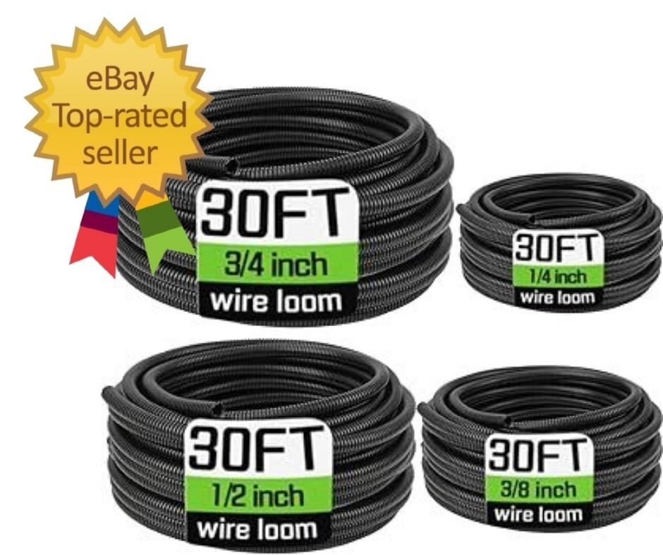 Wire Loom 1/4&Prime;, 3/8&Prime;, 1/2&Prime;, 3/4 Inch X 30 FT, Split Wire Loom Tubing Wire Condui