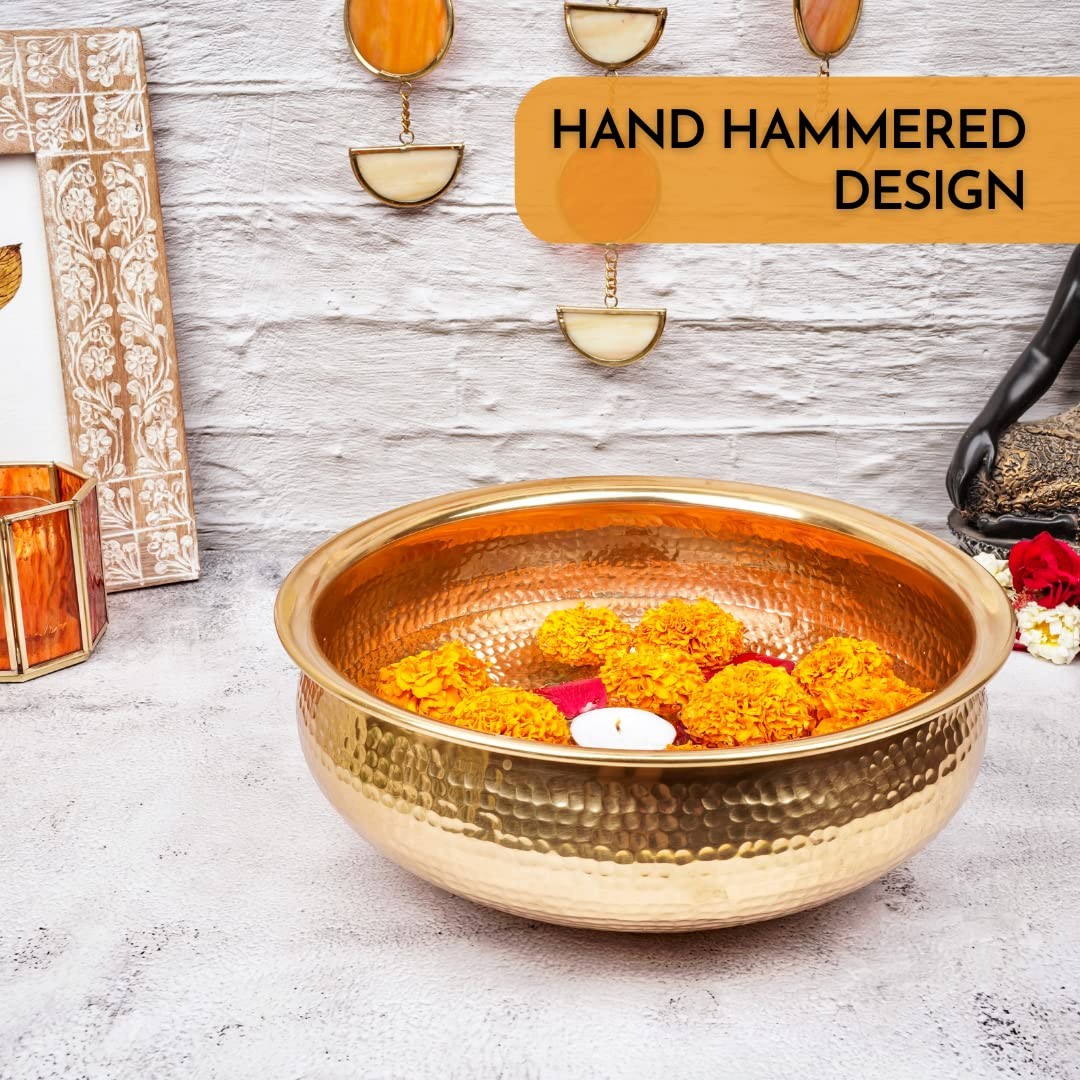 Golden Hammered Aluminium Potpourri Bowl Decorative Urli Bowl For All Occasions