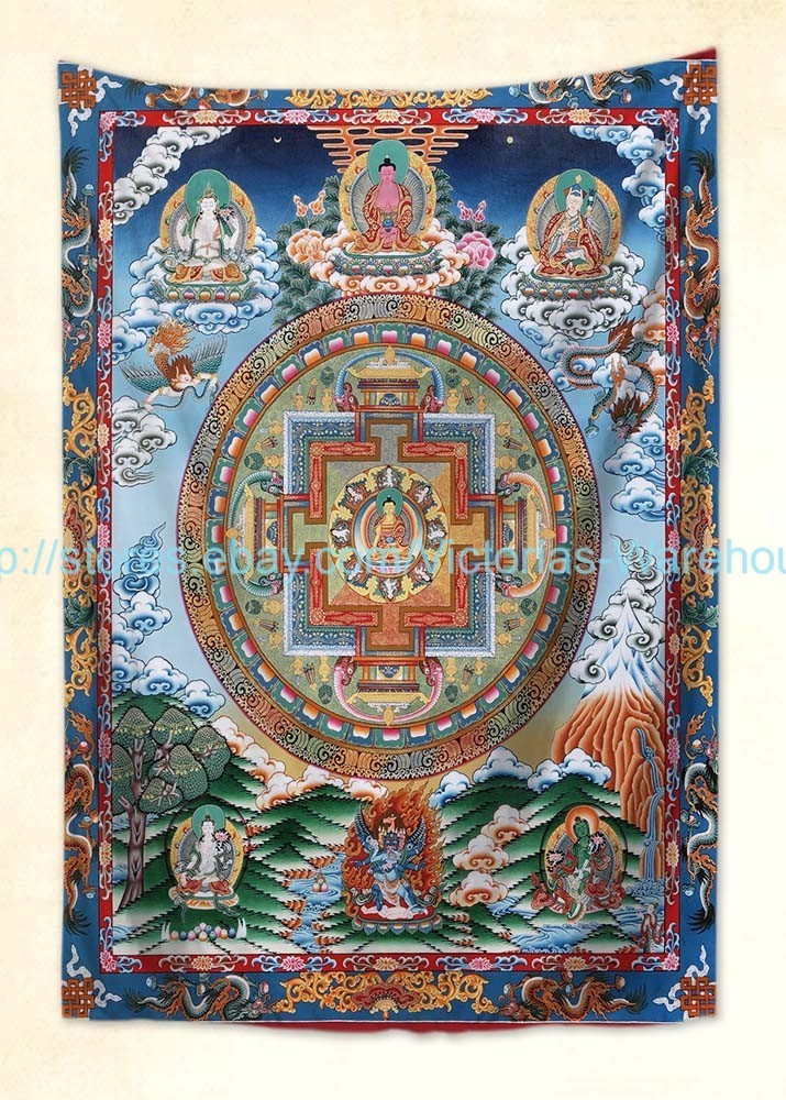 Buddhist Deity Buddha Mandala Tibetan Thangka tapestry cloth poster home decor