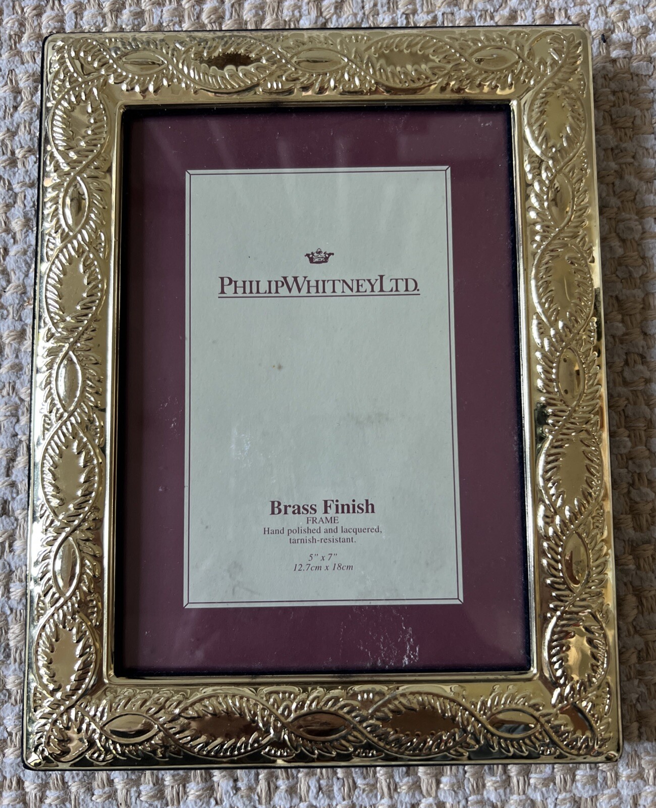 Philip Whitney LTD BRASS FINISH 5&Prime; x 7&Prime; Picture Frame, HAND POLISHED & Lacquered