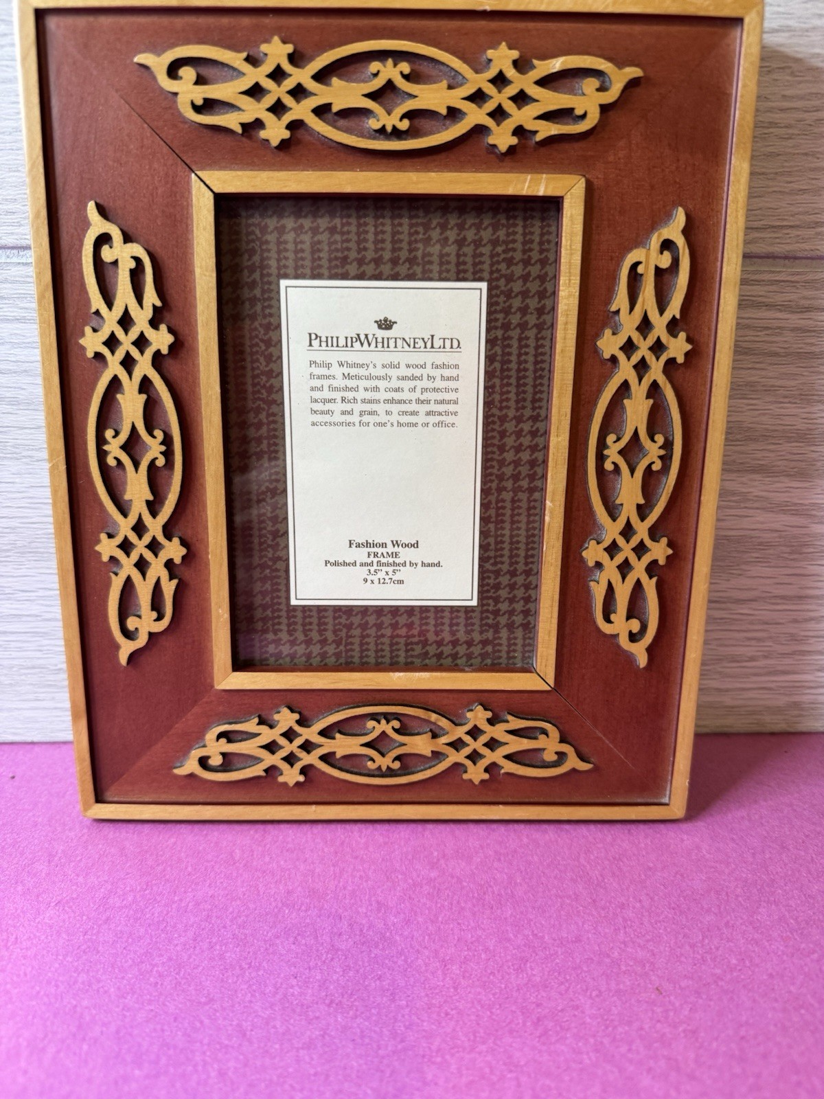 Vintage Philip Whitney Fashion Wood Picture Frame For 3.5”x 5” Photo