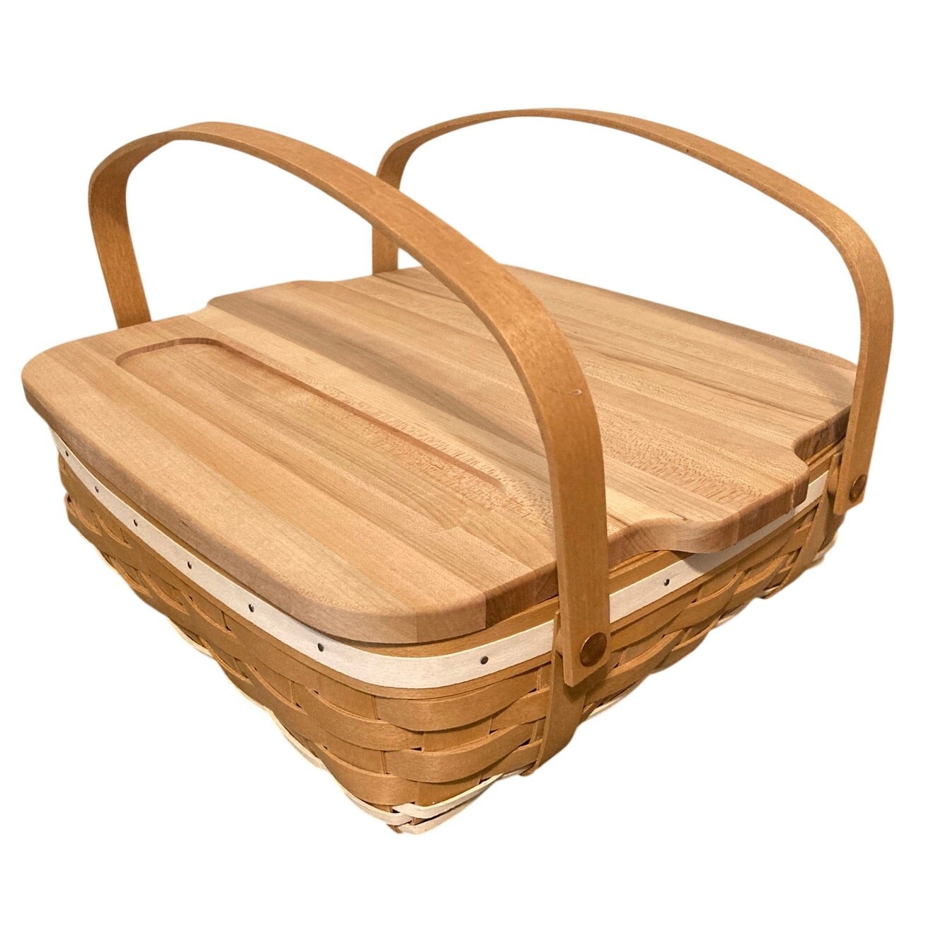 Longaberger 2010 WoodCrafts Gourmet Basket with Butcher Block Lid and Protector
