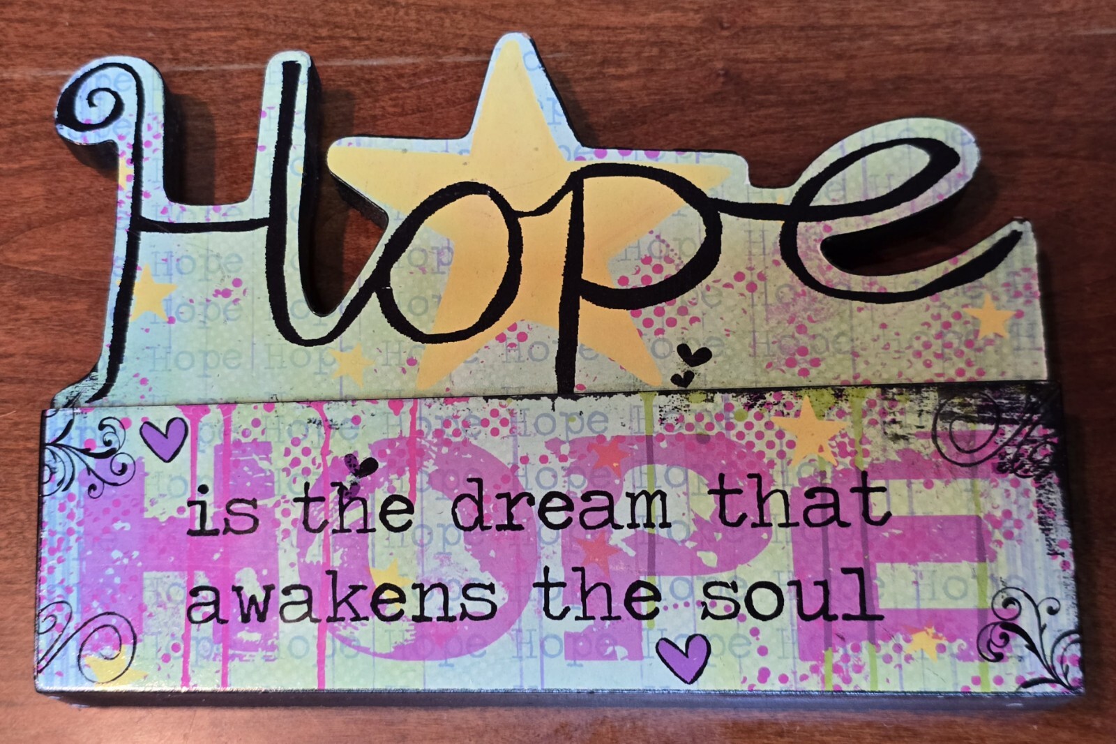 Wooden « HOPE » SIGN Block Shelf Sitter Wood SIGN Block Words of Encouragement