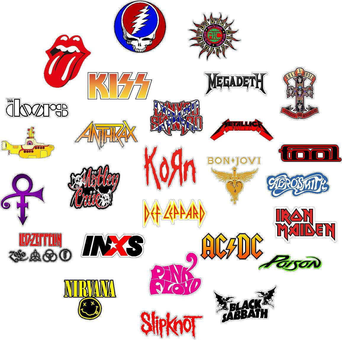 Lot of (27) 2.5&Prime;-3&Prime; Various Rock Metal Band Decals For Helmet Locker Laptop Case