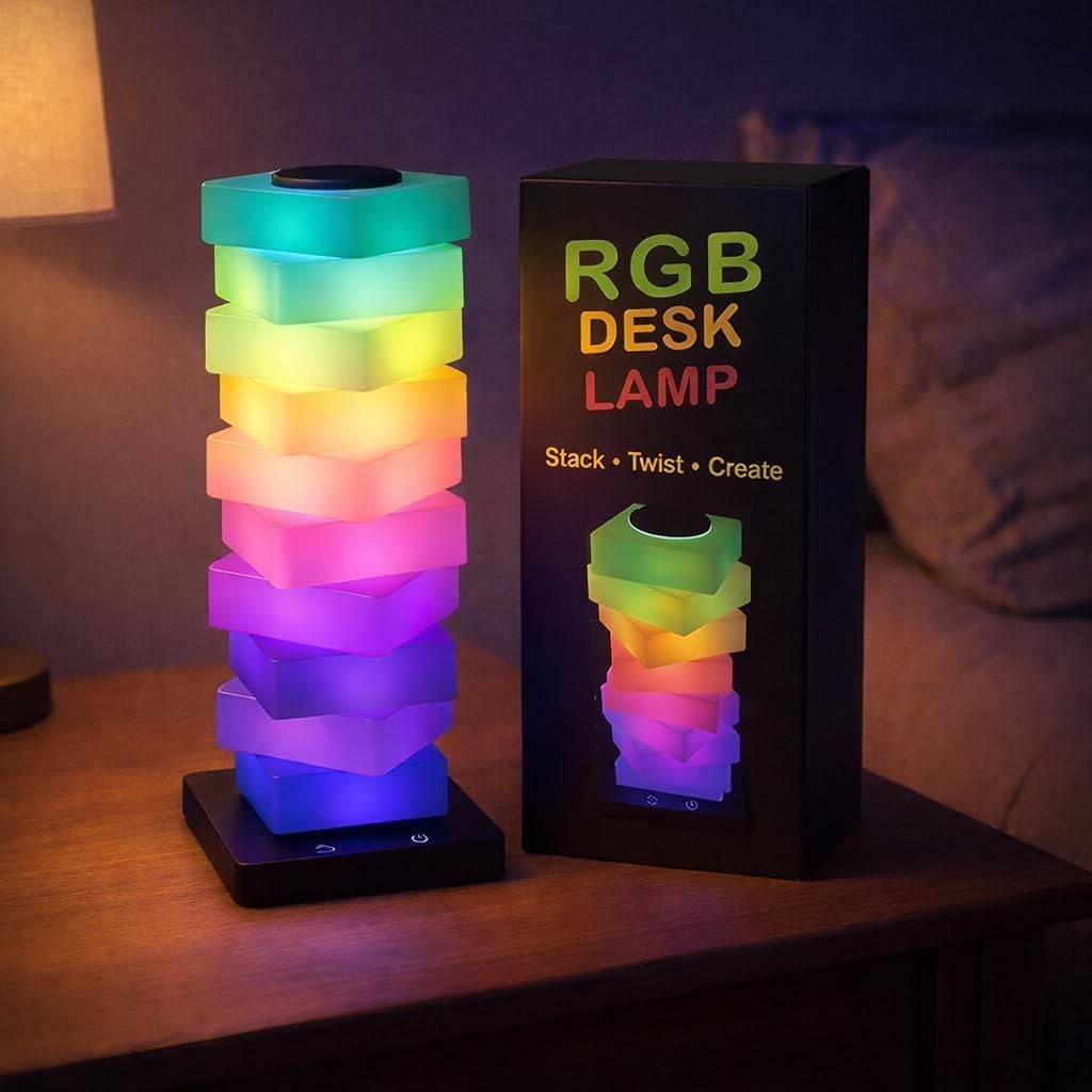 RGB Color Changing LED Night Light Stackable Touch Desk Lamp USB Powered
