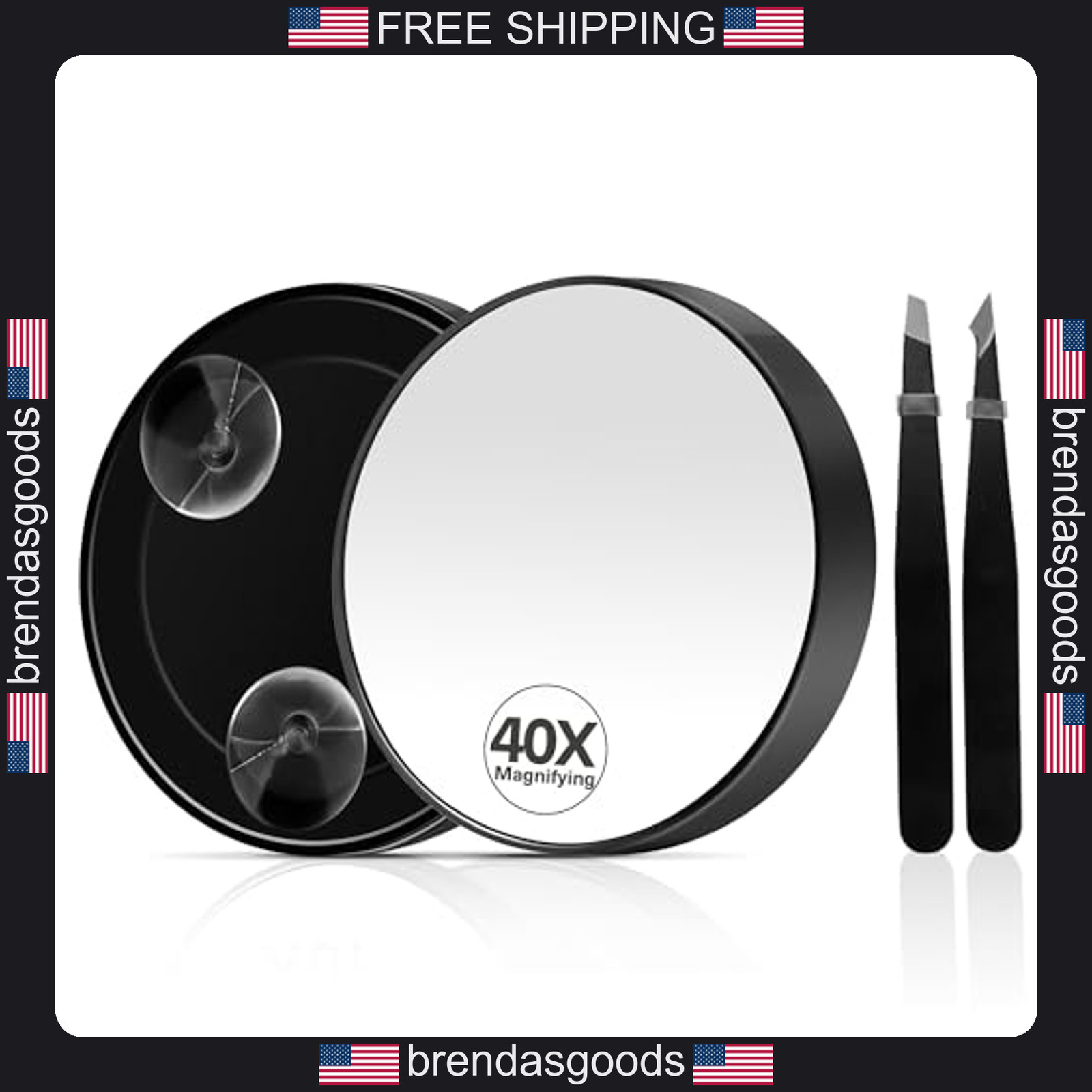 40X Magnifying Travel Mirror with Tweezers for Precise Facial Grooming