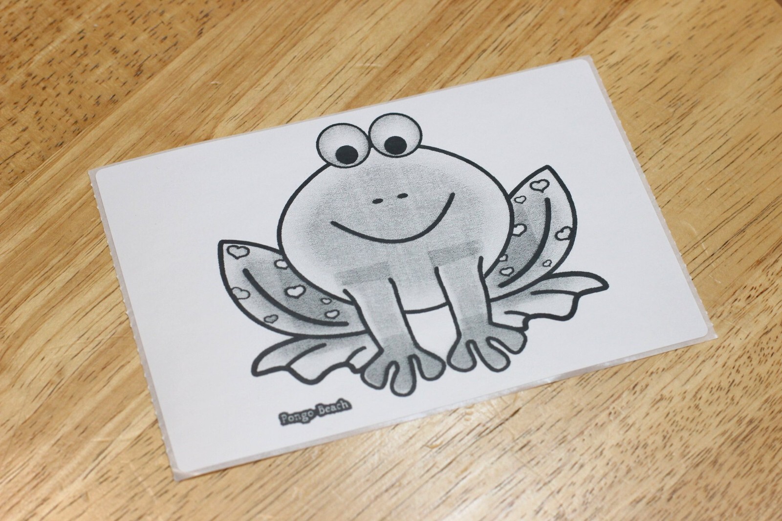 Valentine Frog B/W 4&Prime;x6&Prime; Thermal Sticker – Cute Smiling Toad – Pongo Beach