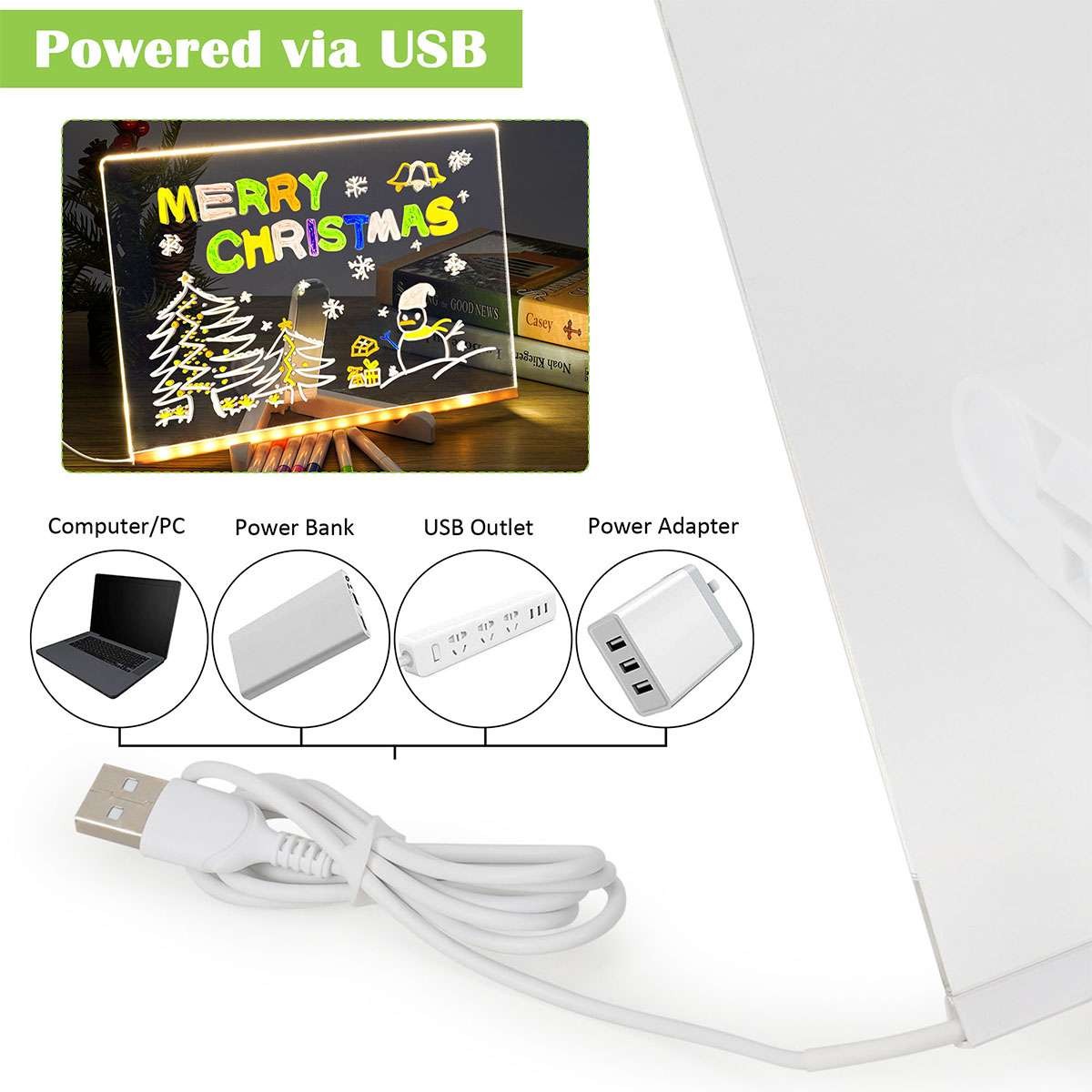 LED DIY Note Board with Colors Acrylic Dry Erase Board with Light Drawing Board