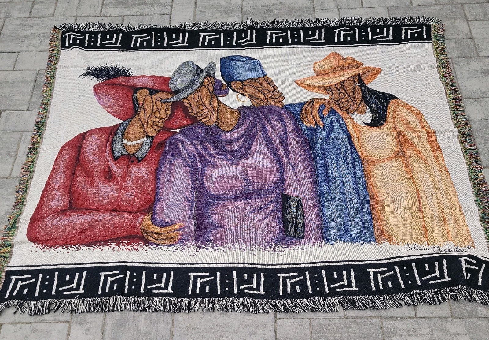 Vintage The Rug Barn Felicia Greenlee Washonaji Tapestry Throw Blanket Woven 69&Prime;