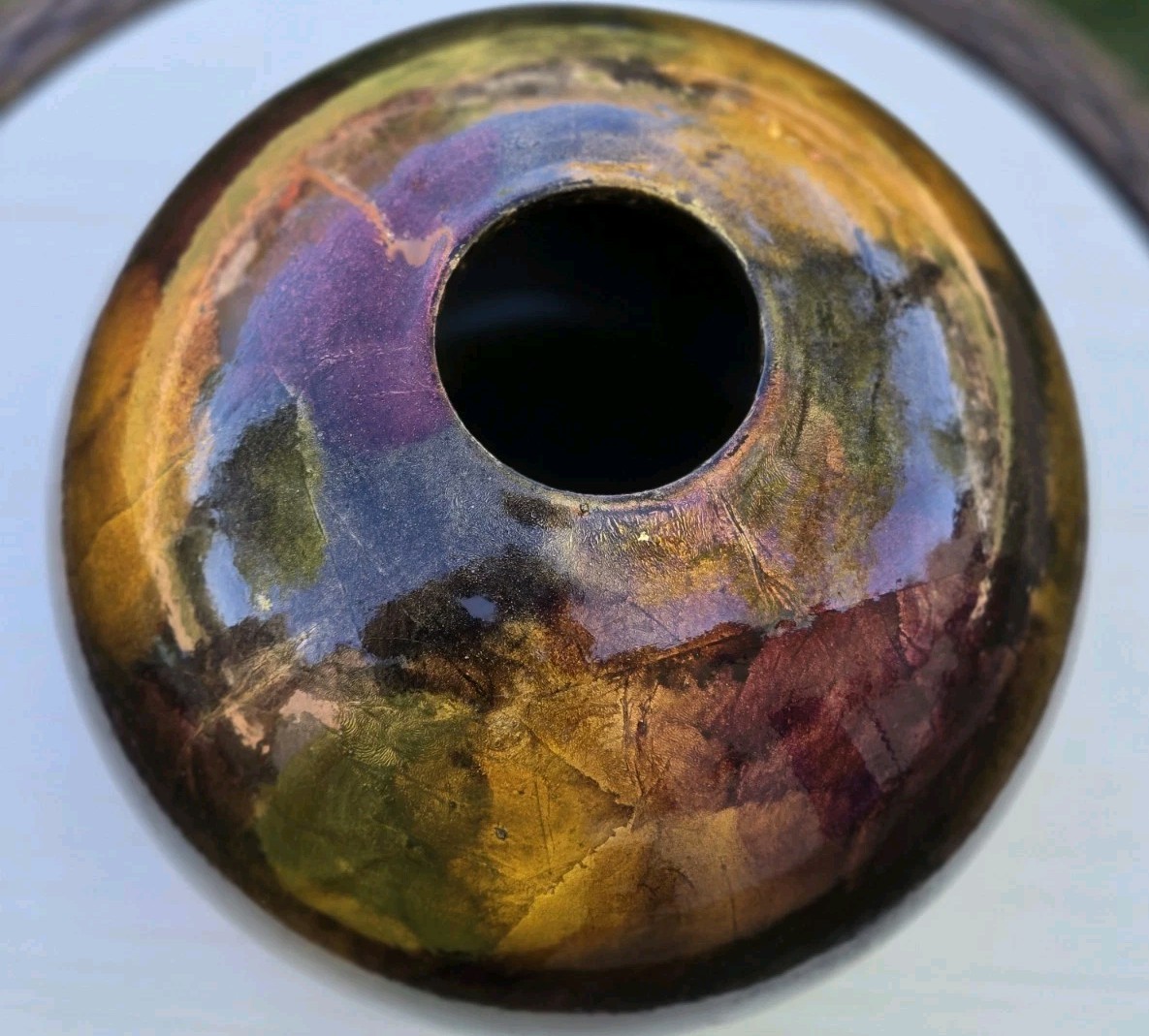 Foiled And Lacquered Round Globe Vase Decor Reds Copper & Gold